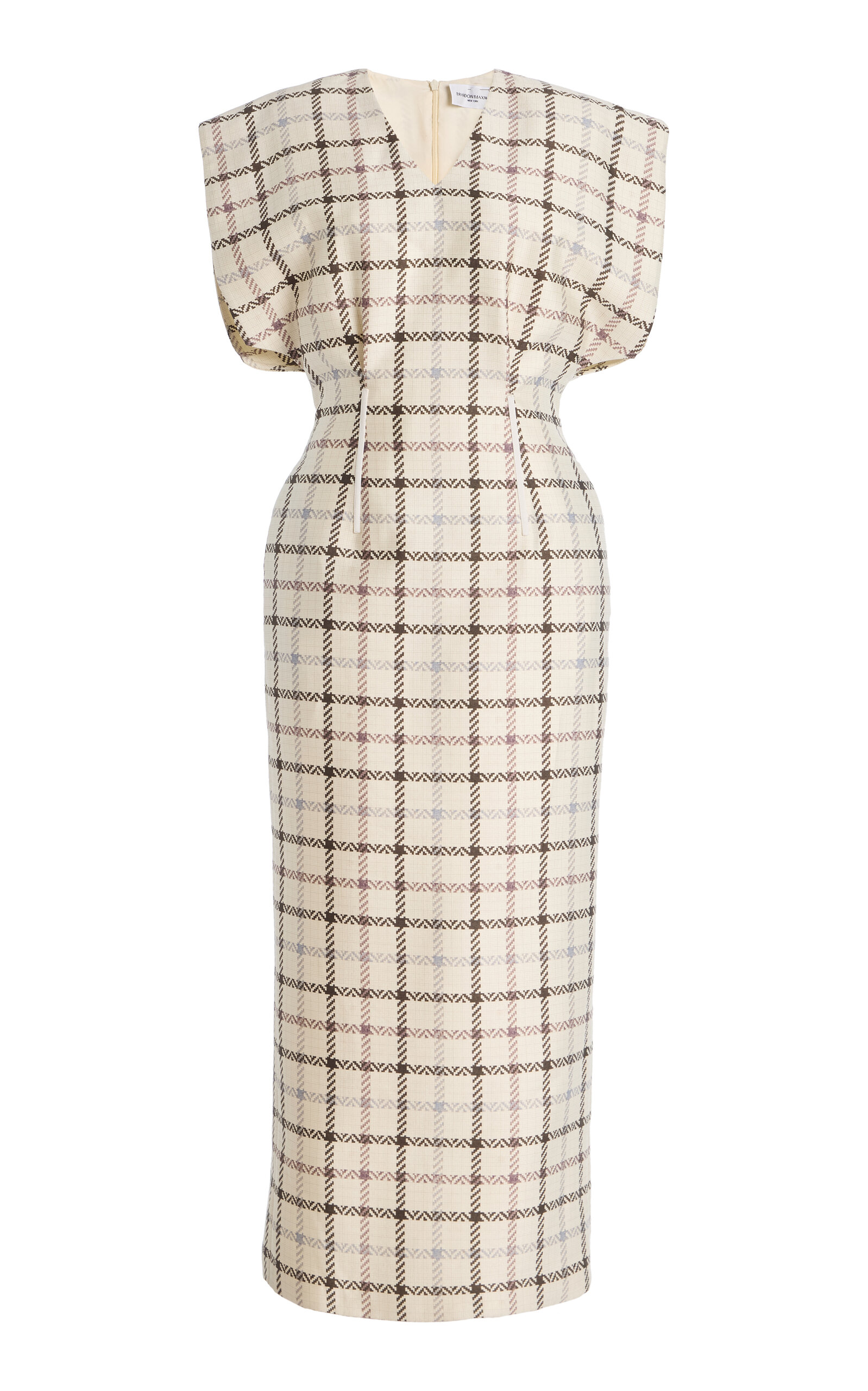 Brandon Maxwell The Keaton Plaid Wool-Silk Midi Dress - Plaid