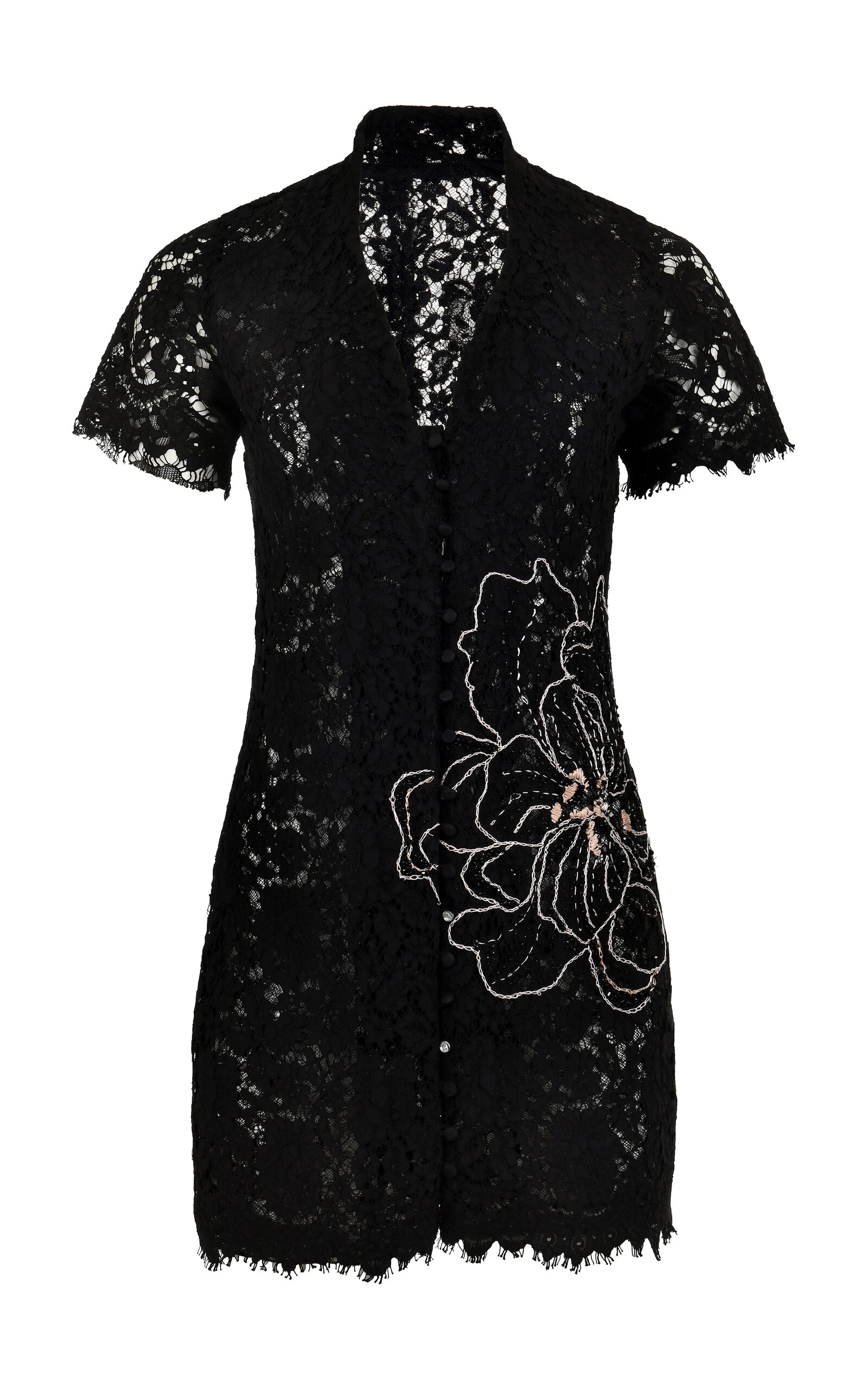 Francesca Miranda Moonlace Embroidered Cotton Mini Dress In Black