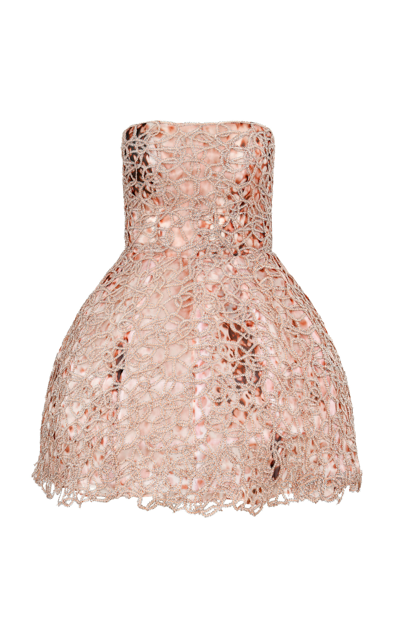 Francesca Miranda Peony Embroidered Silk Blend Mini Dress In Brown
