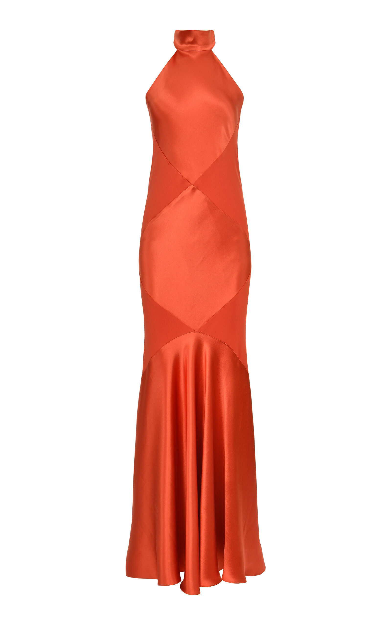 Francesca Miranda Marigold Halter Silk Dress In Orange