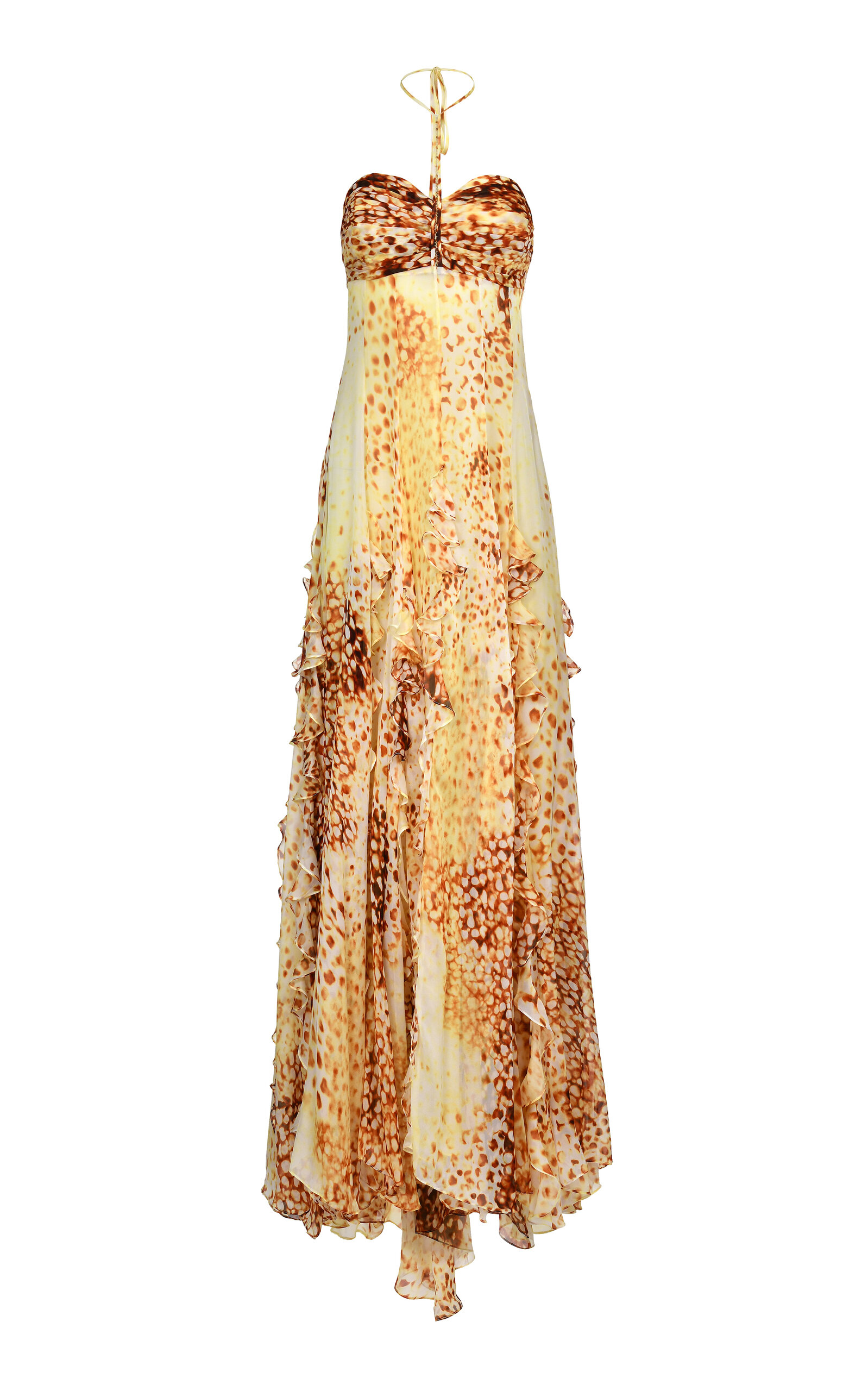 Francesca Miranda Orchid Halter Silk Dress - Yellow