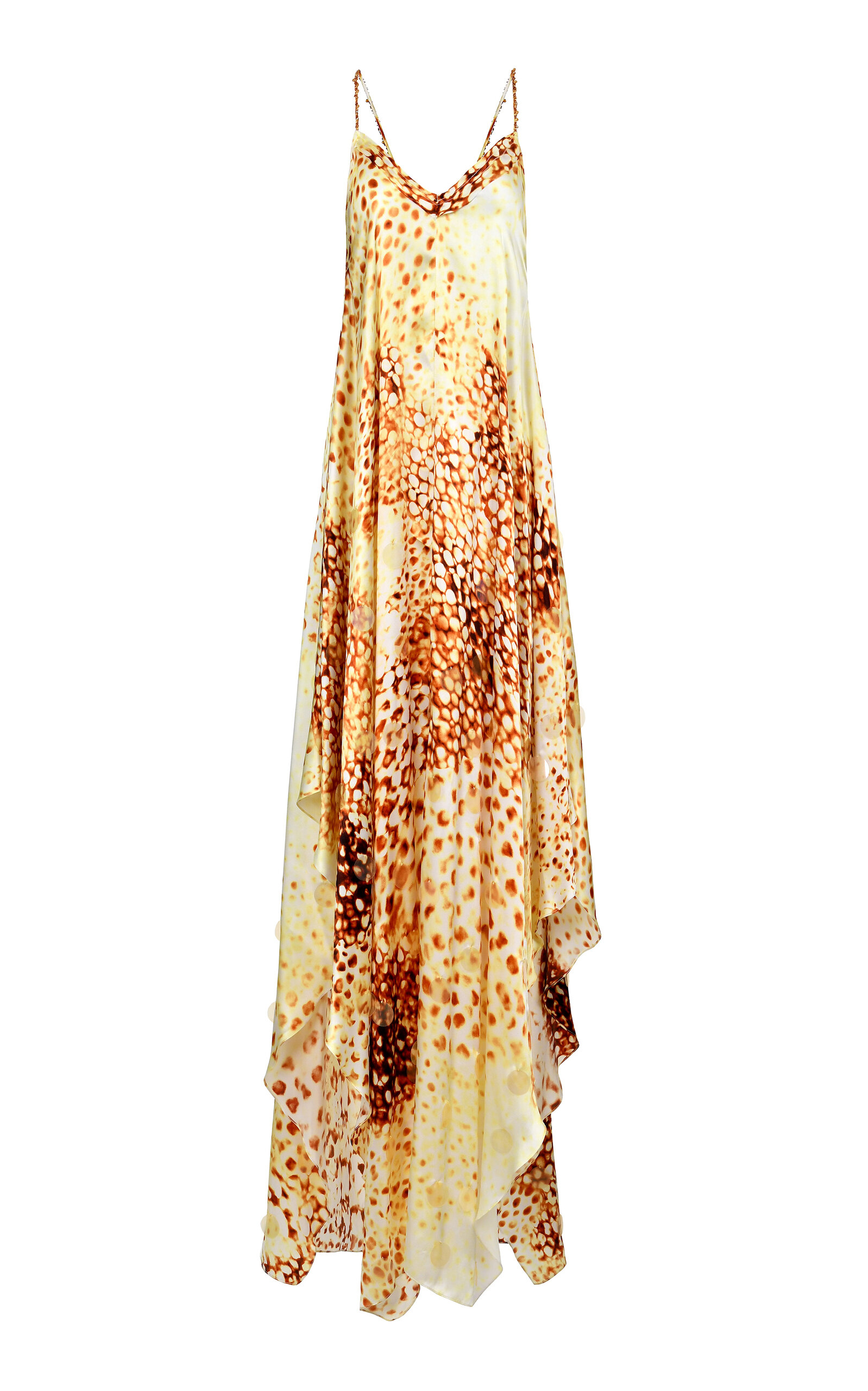 Francesca Miranda Tigre Print Sleeveless Silk Dress In Yellow