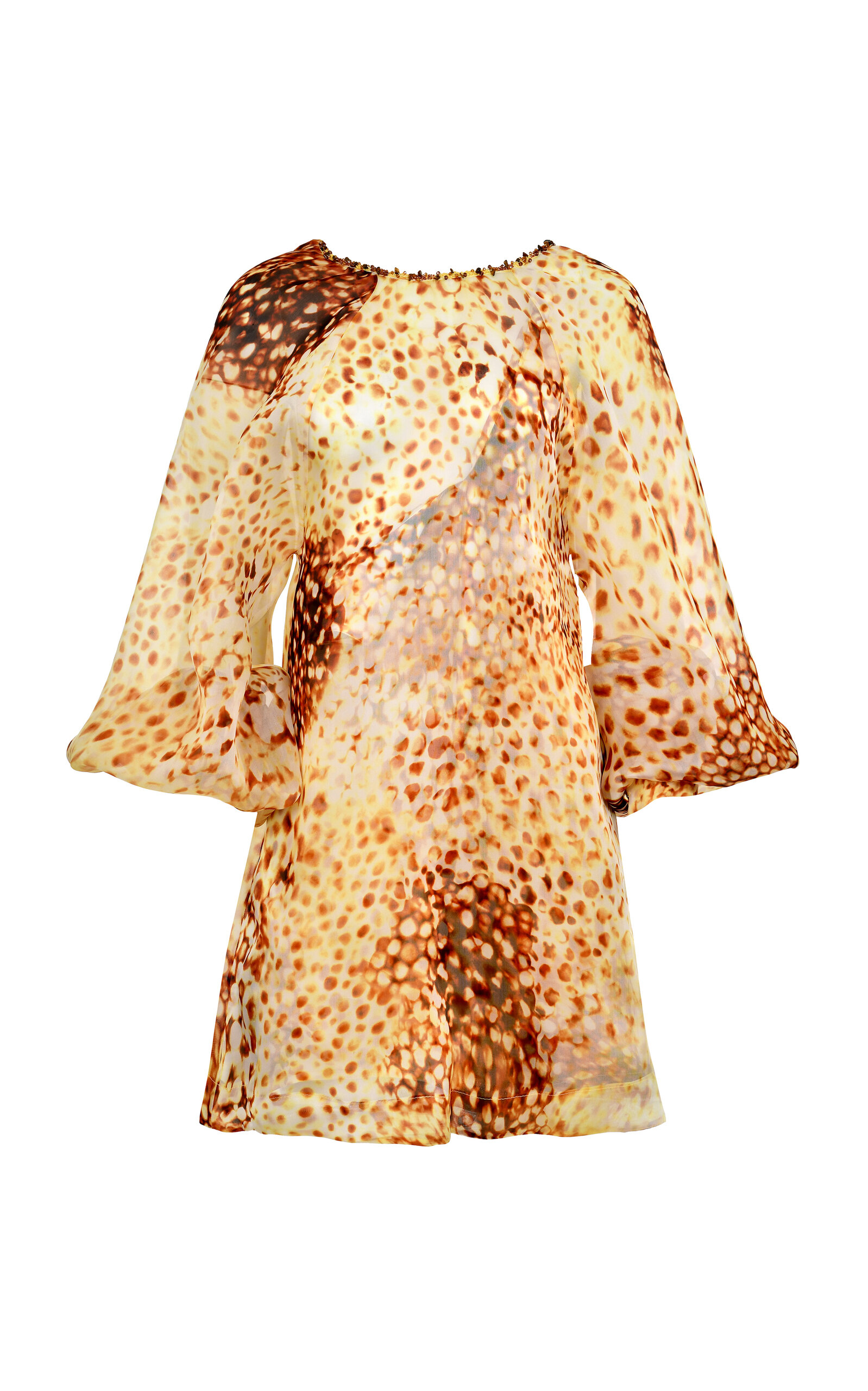 Francesca Miranda Dune Long Sleeve Silk Mini Dress In Yellow