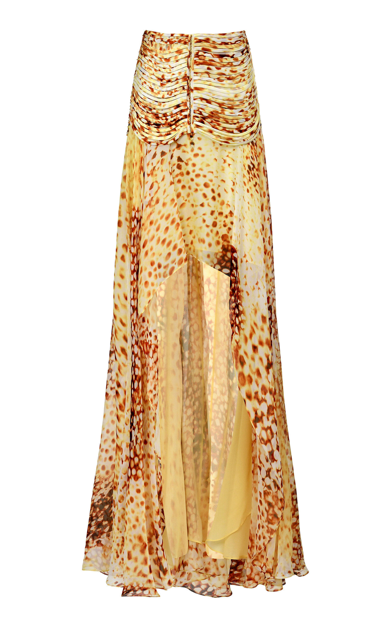 Francesca Miranda Vela High- Low Silk Skirt In Multi