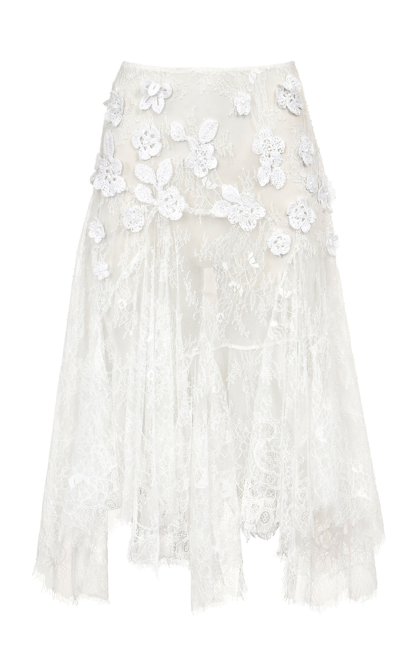 Francesca Miranda Flor Sheer Midi Lace Skirt In White