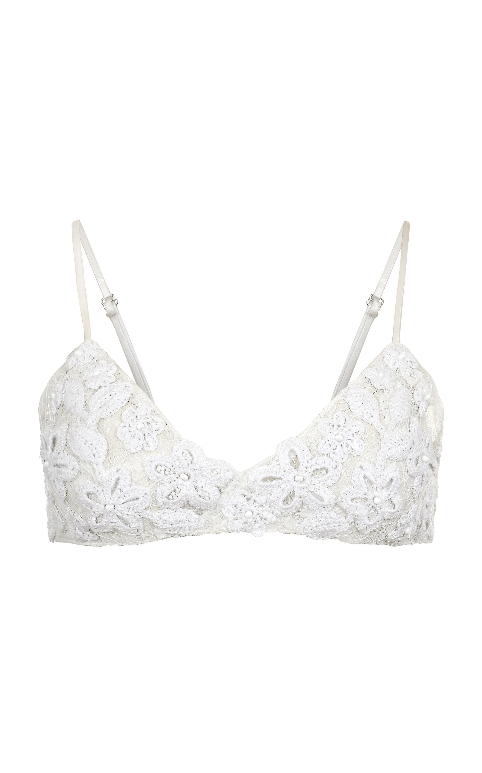 Francesca Miranda Cloud Embroidered Cotton Lace Bralette - White