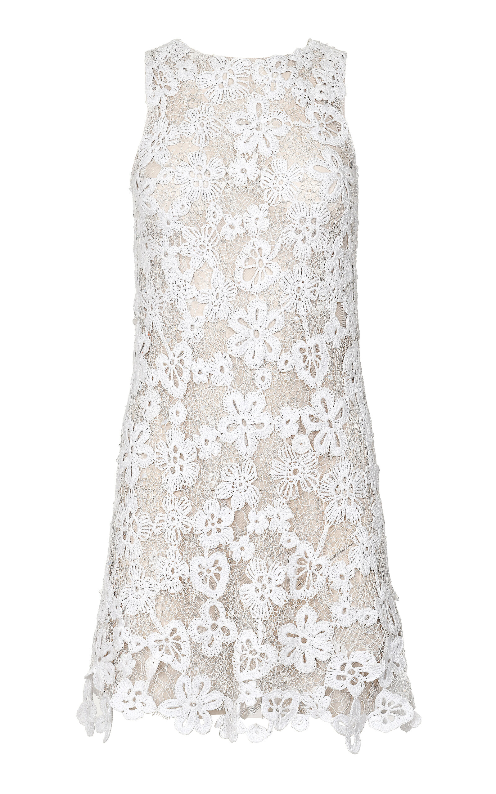Francesca Miranda Lirio Cotton Hand-crocheted Mini Dress In White