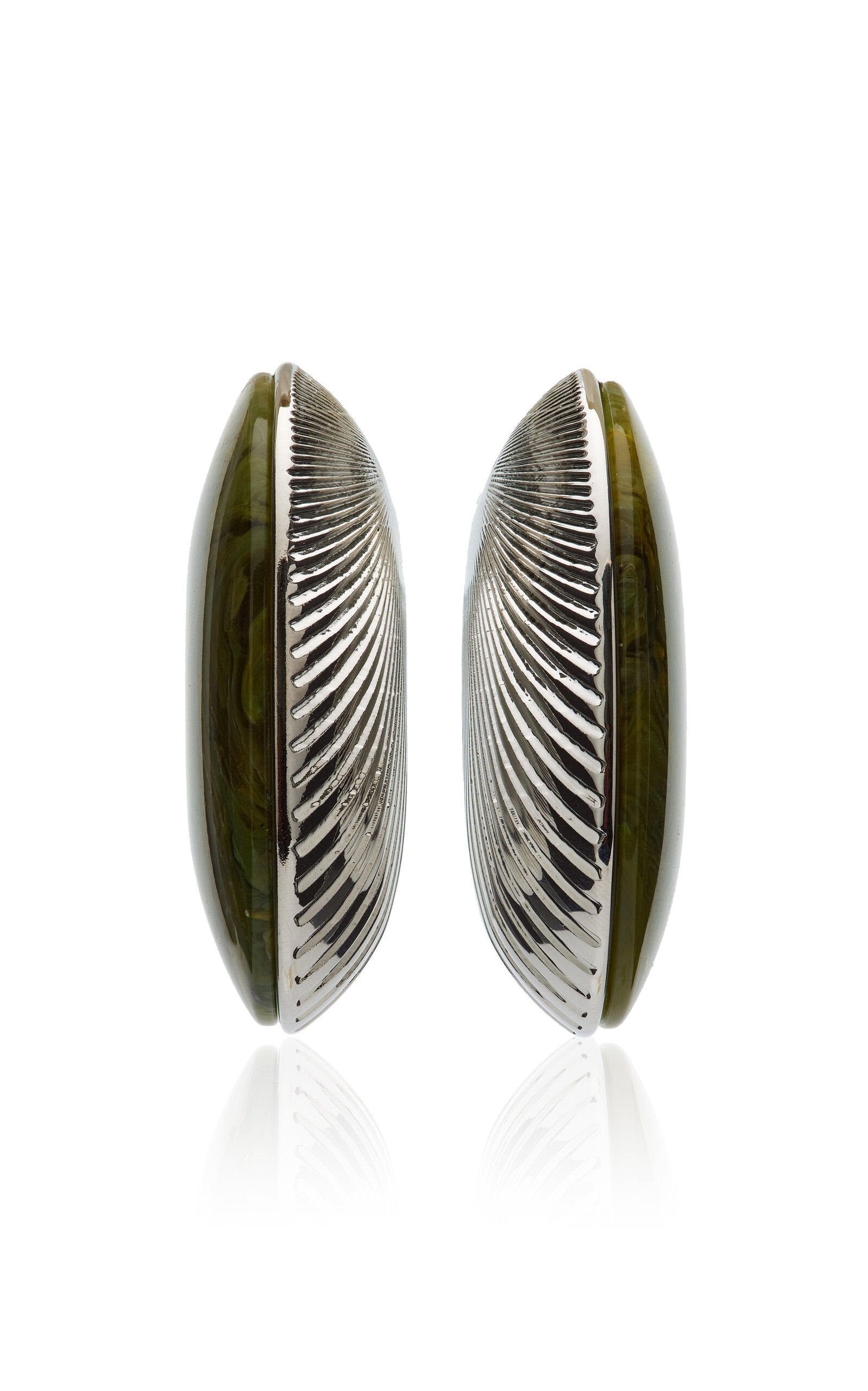 Brandon Maxwell The Petra Fluted Large Earrings In Green