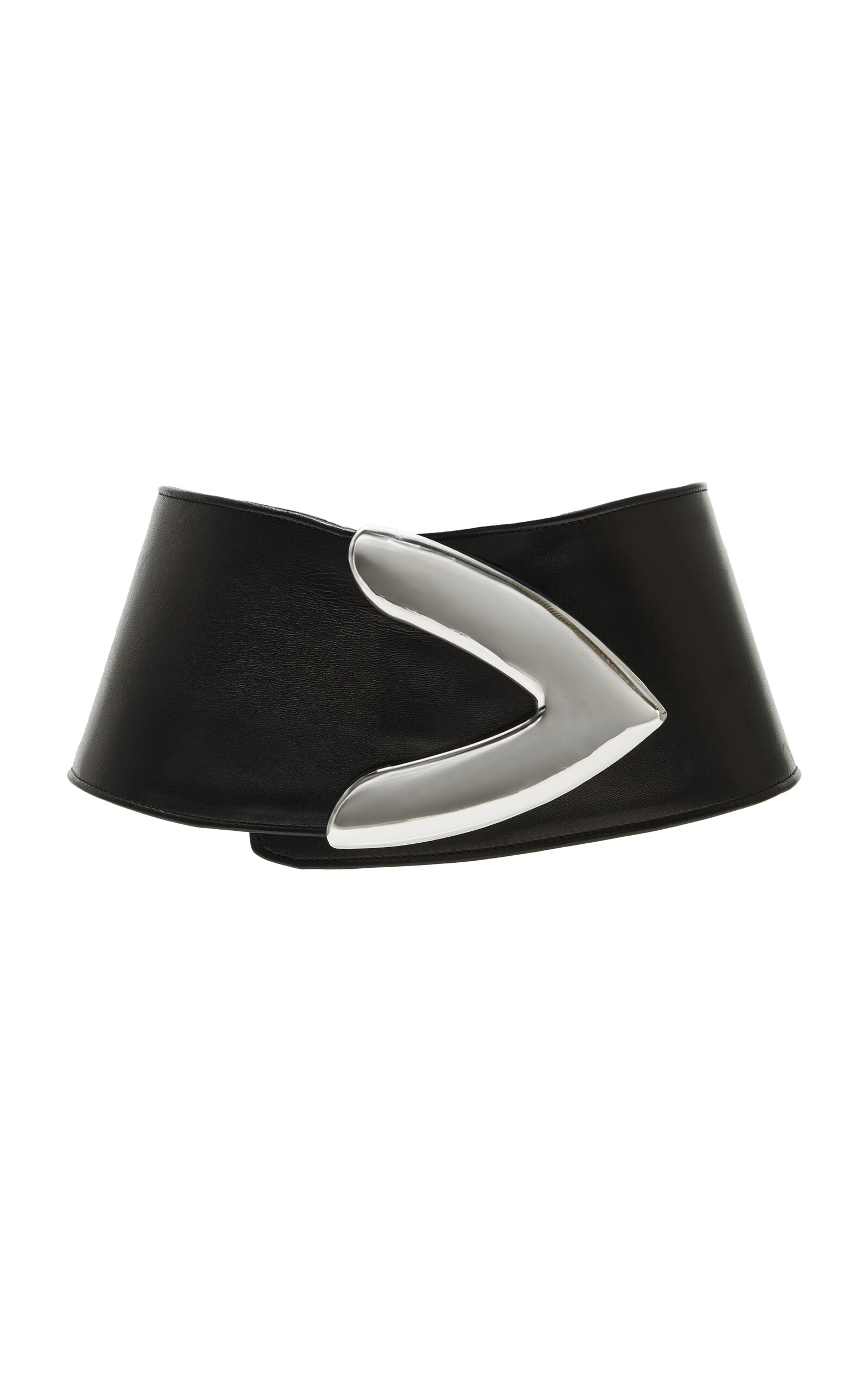 Brandon Maxwell The Callahan Wide Belt With Oversized Metal Tip Hardware - Black - 70 cm