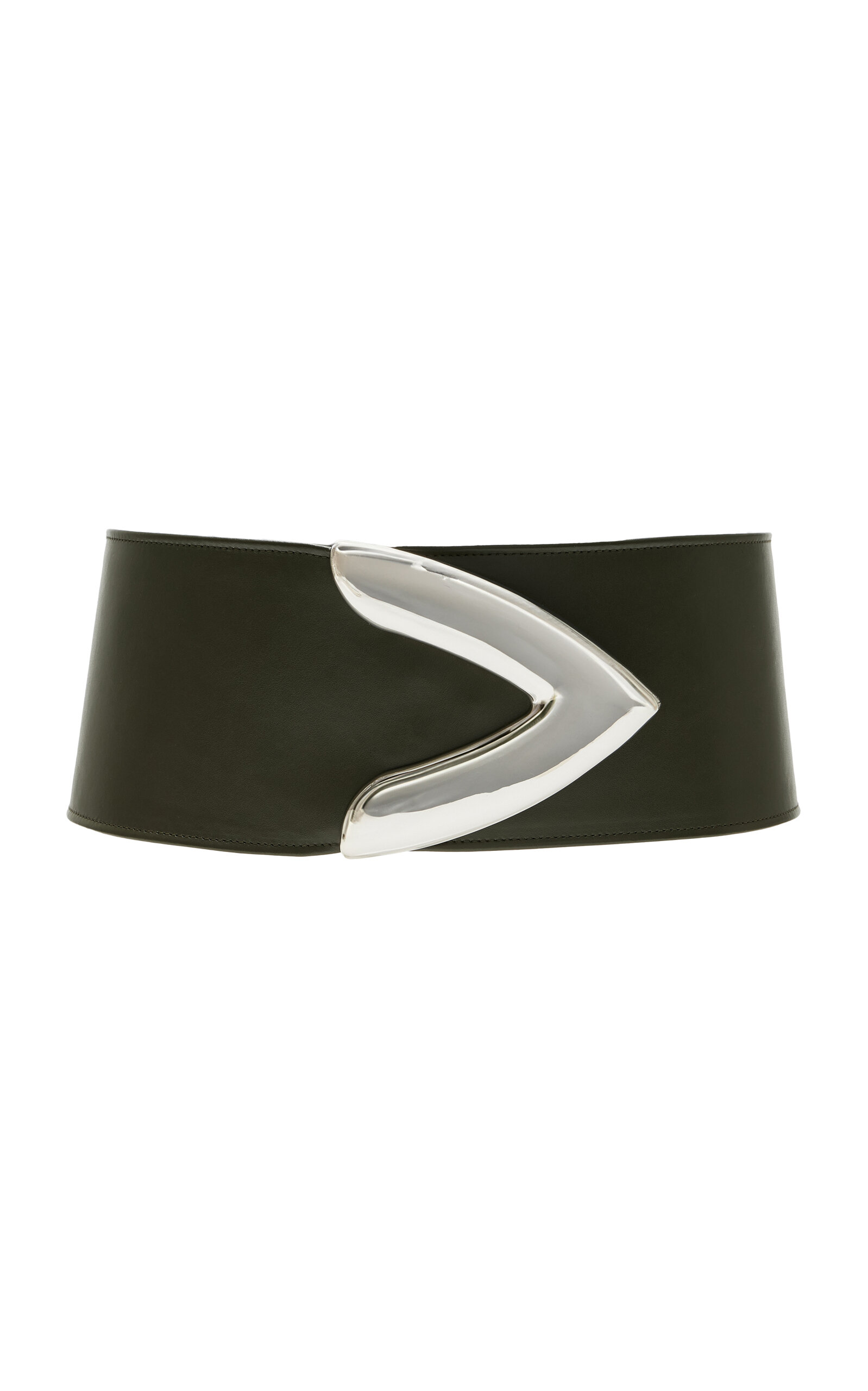 Brandon Maxwell The Callahan Wide Belt With Oversized Metal Tip Hardware In Green