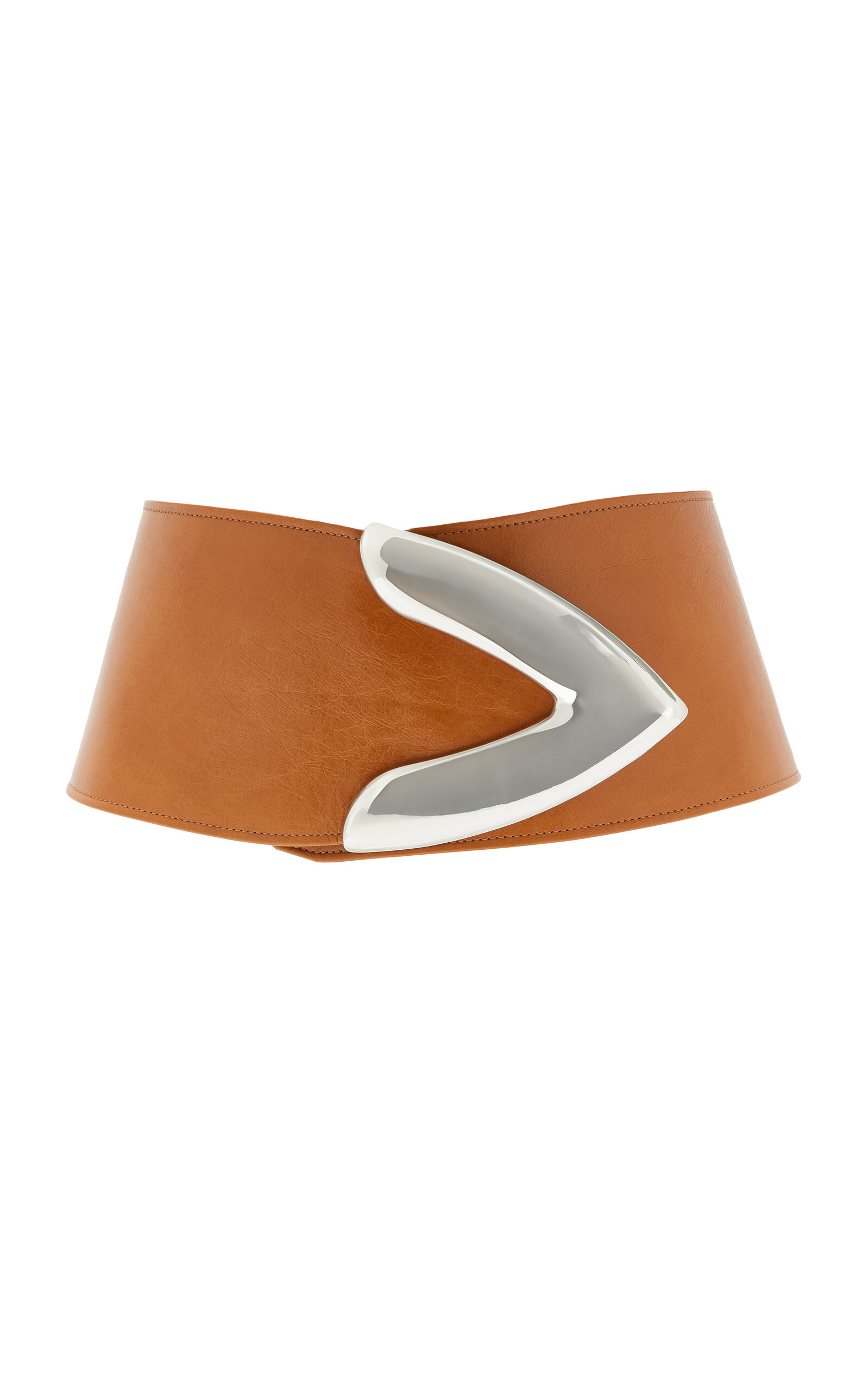 Brandon Maxwell The Callahan Wide Belt With Oversized Metal Tip Hardware - Brown - 65 cm