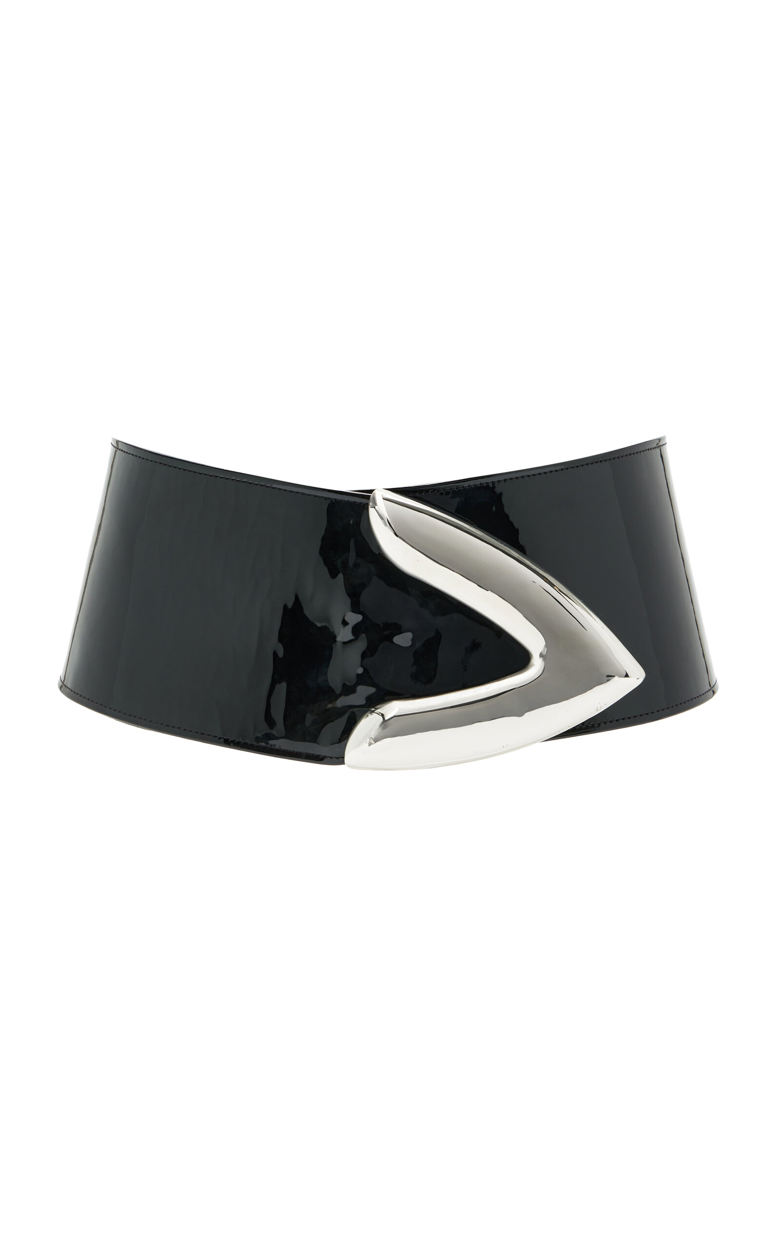 Brandon Maxwell The Callahan Wide Belt With Oversized Metal Tip Hardware In Black