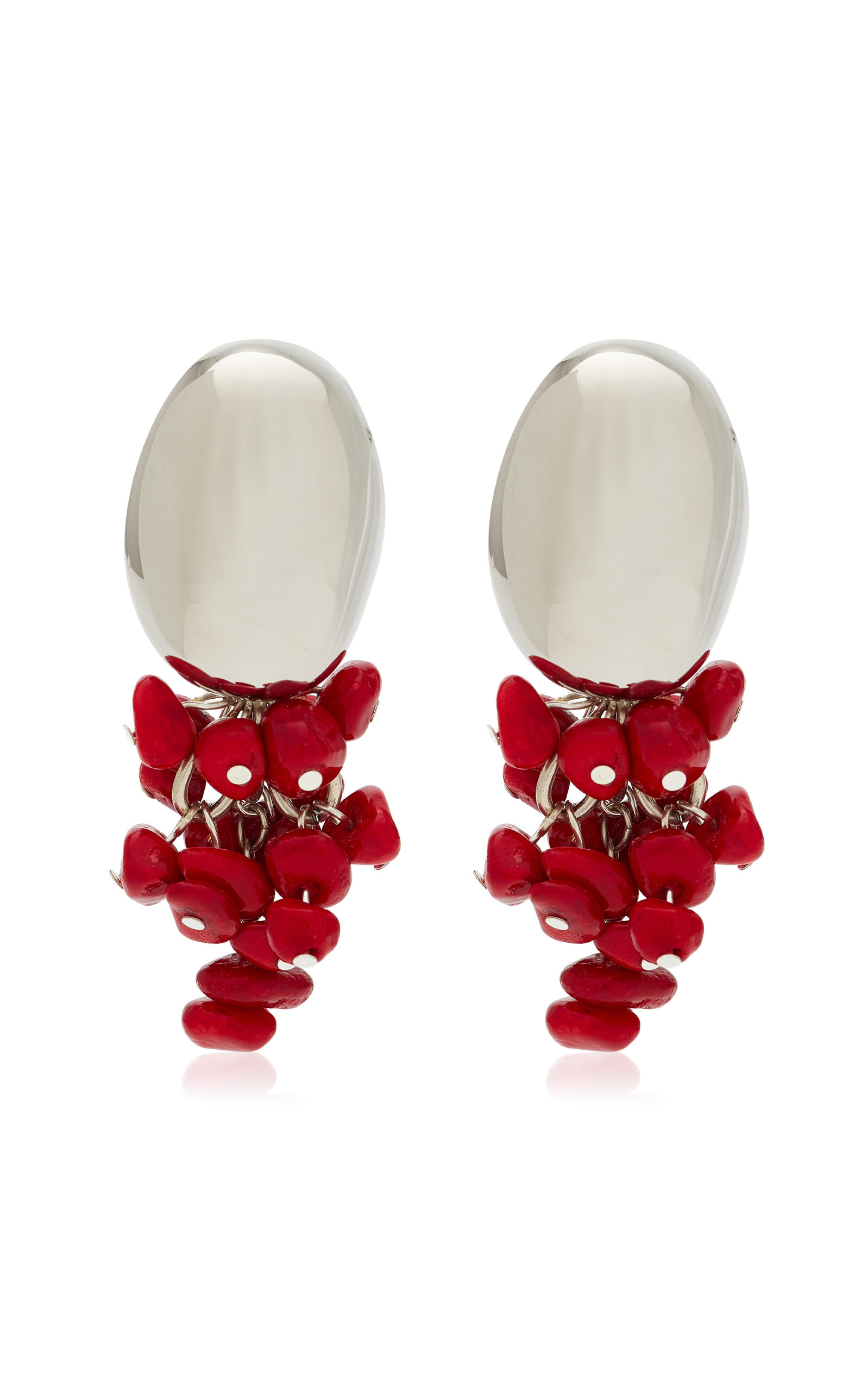 Brandon Maxwell The Goji Earrings With Dangling Stones In Red