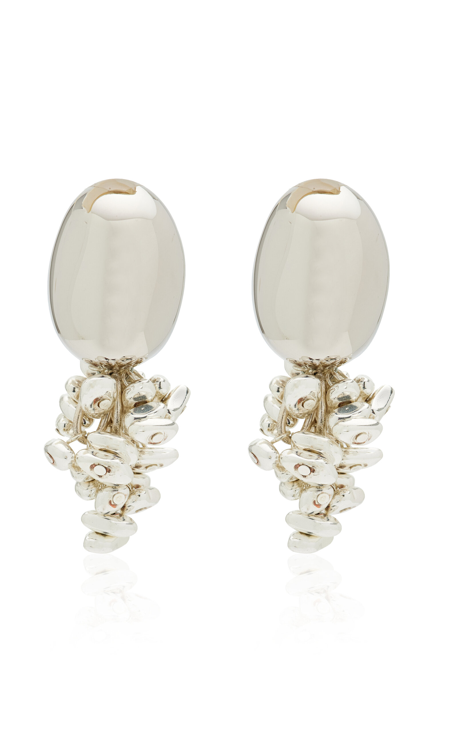 Brandon Maxwell The Goji Earrings With Dangling Stones In Silver