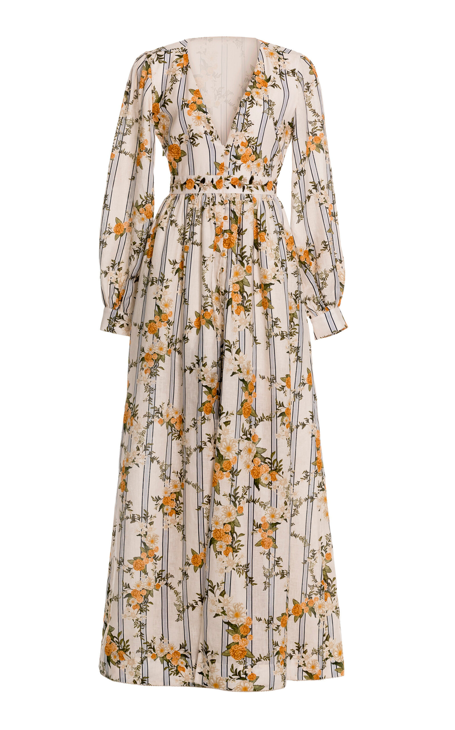 Agua By Agua Bendita Frambuesa Valle Printed Linen Maxi Dress In Multi
