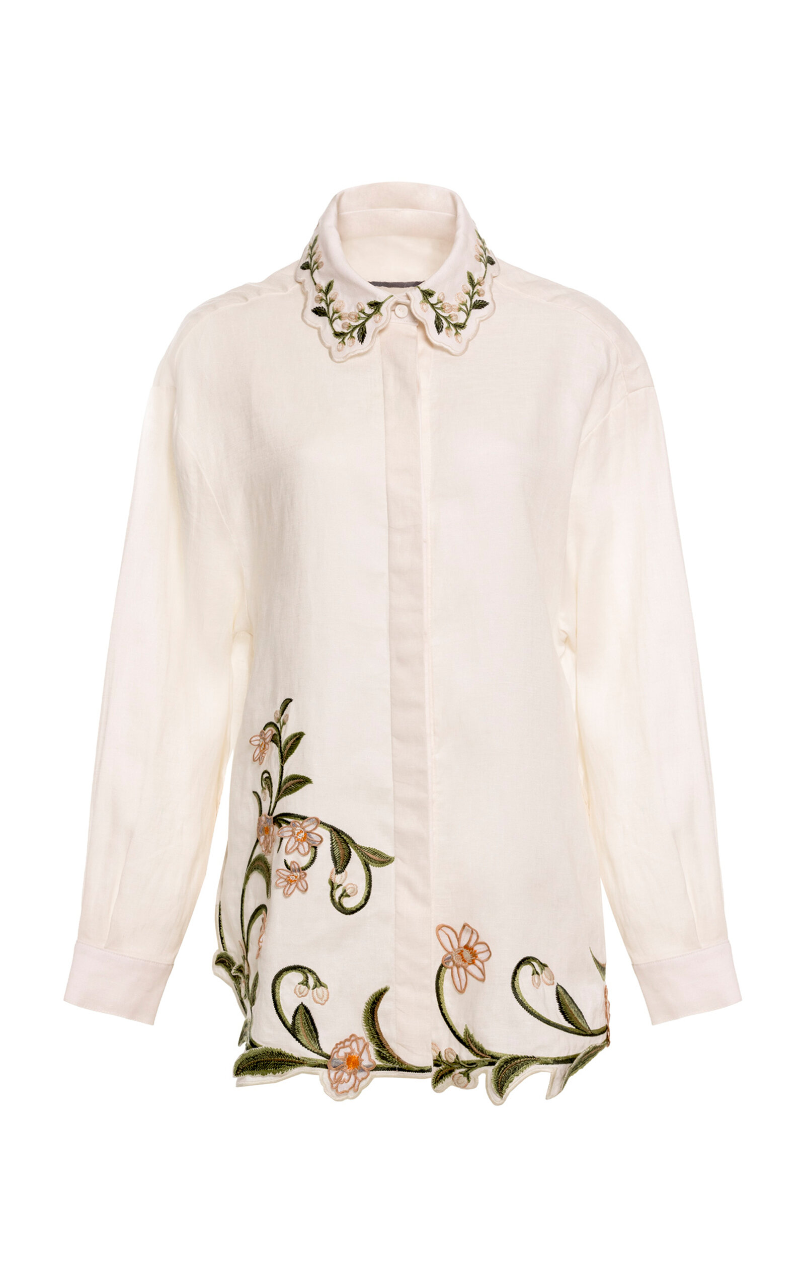 Agua By Agua Bendita Cecilia Valle Embroidered Linen Shirt In Animal Print