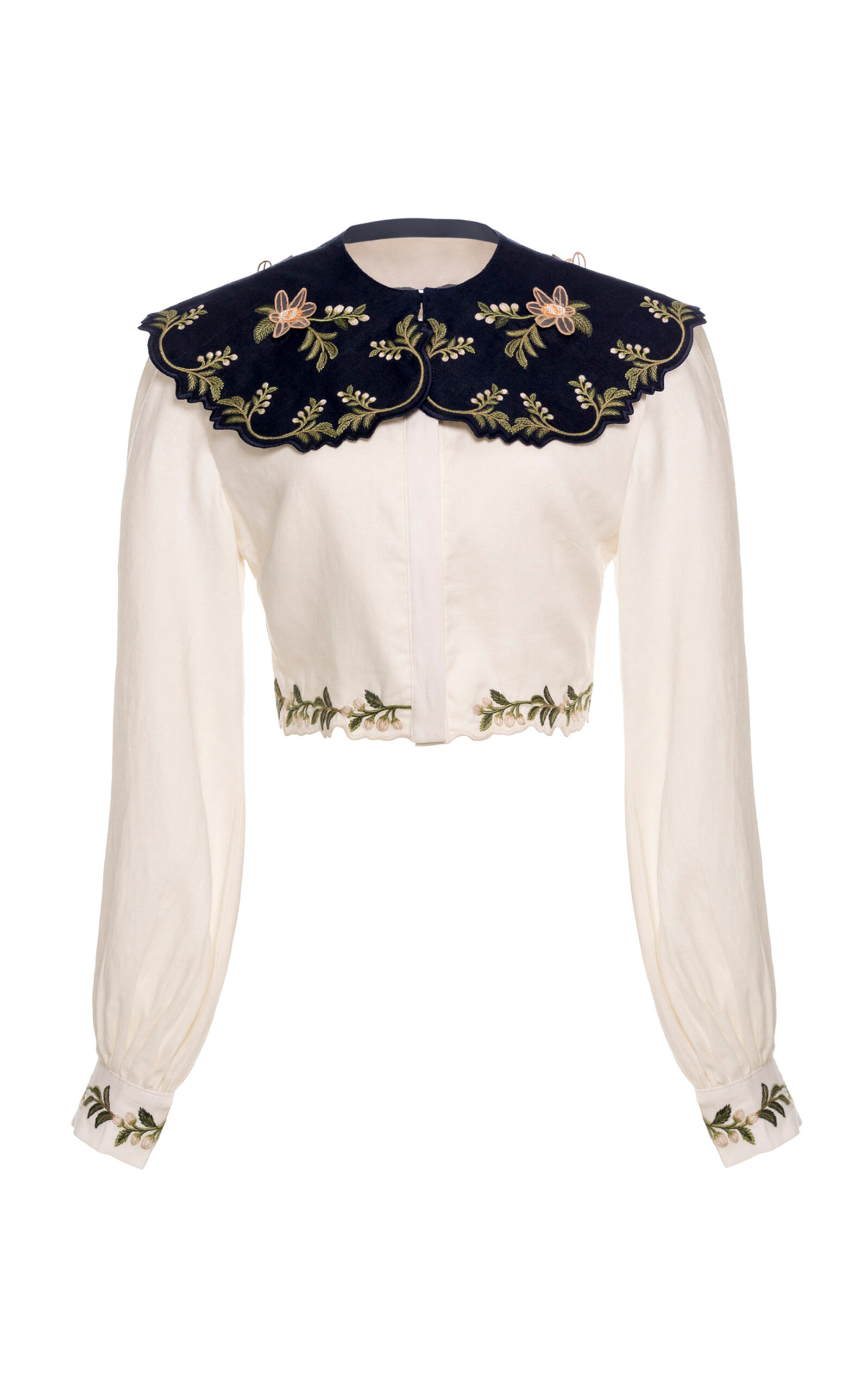 Agua By Agua Bendita Cumbre Valle Embroidered Linen Blouse In Neutral