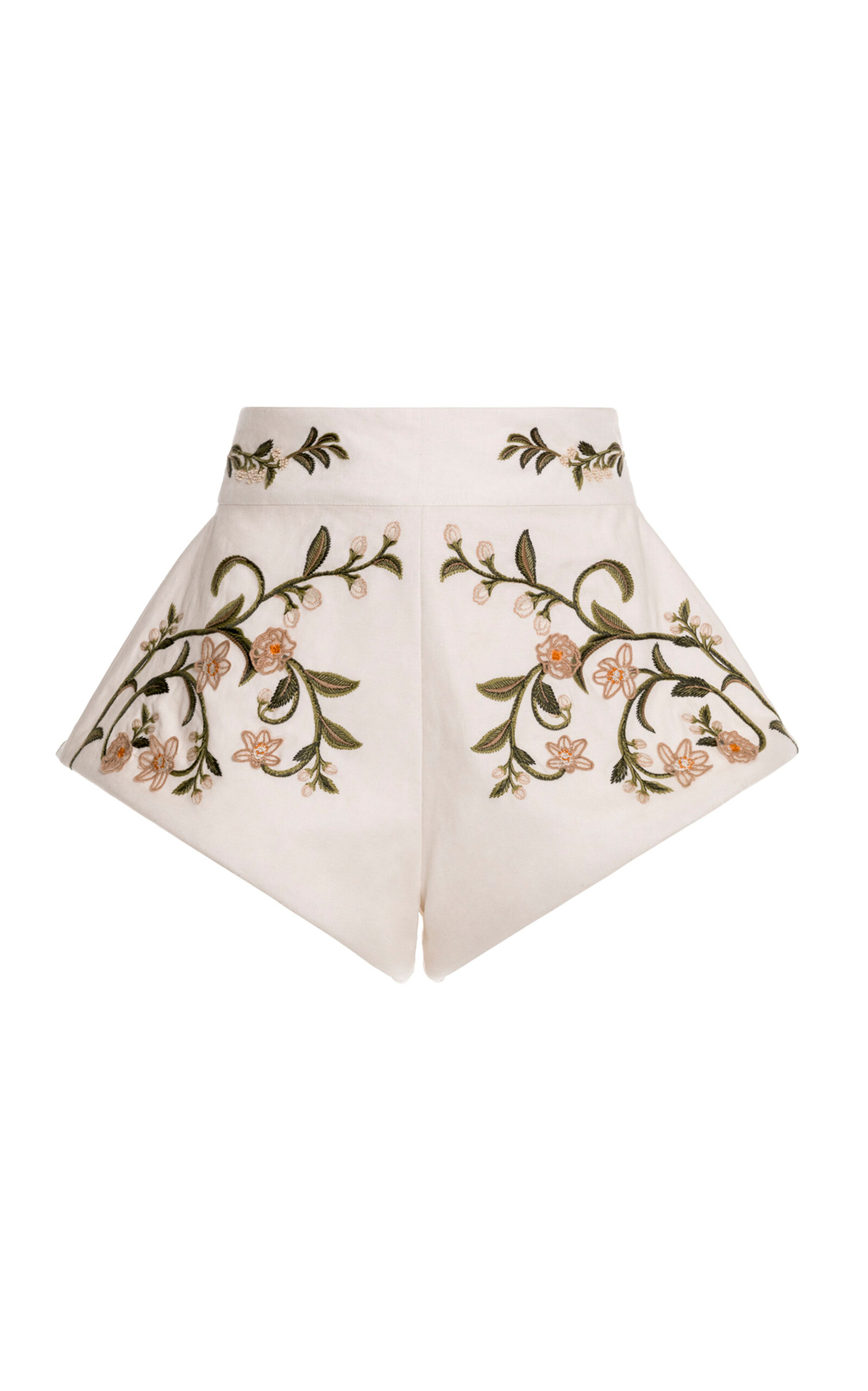 Agua by Agua Bendita Gatti Valle Embroidered Linen Shorts - Print - XS