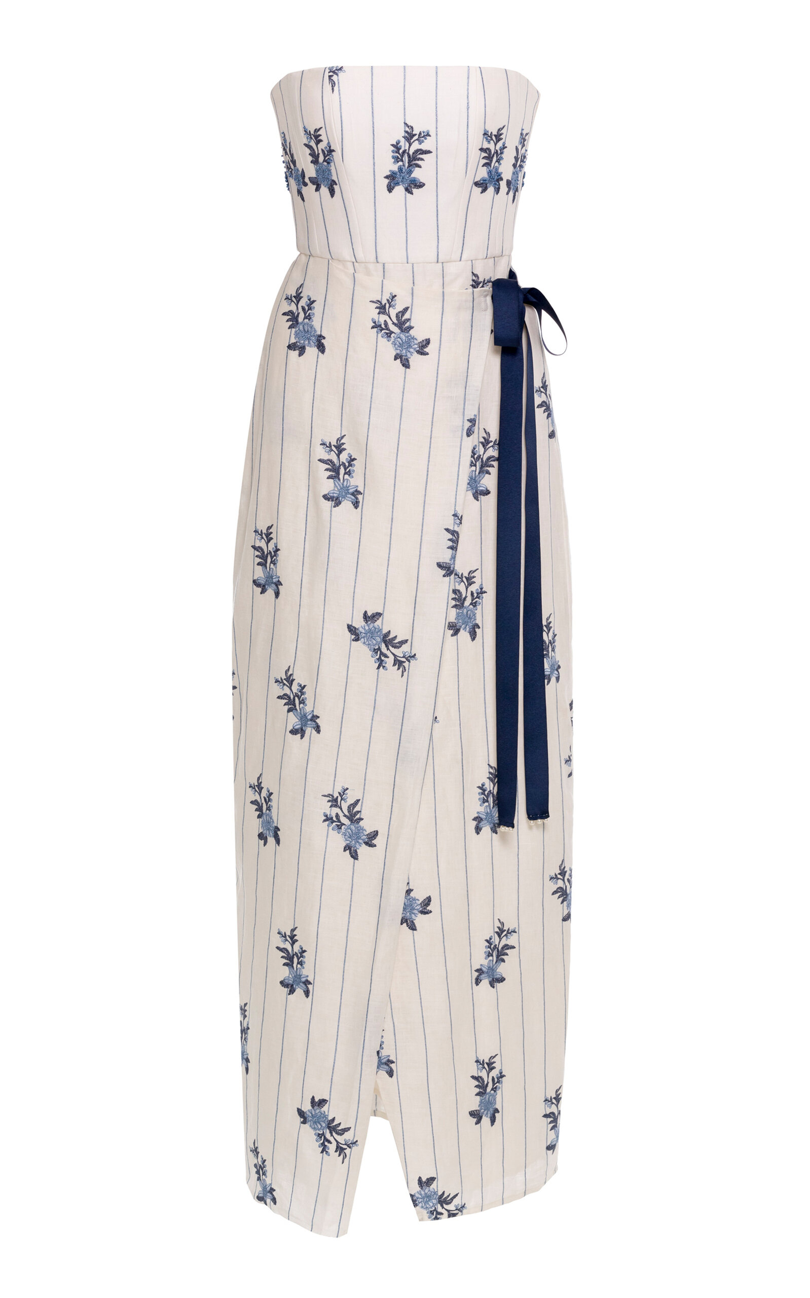 Agua By Agua Bendita Cinefila Valle Embroidered Linen Maxi Dress In White