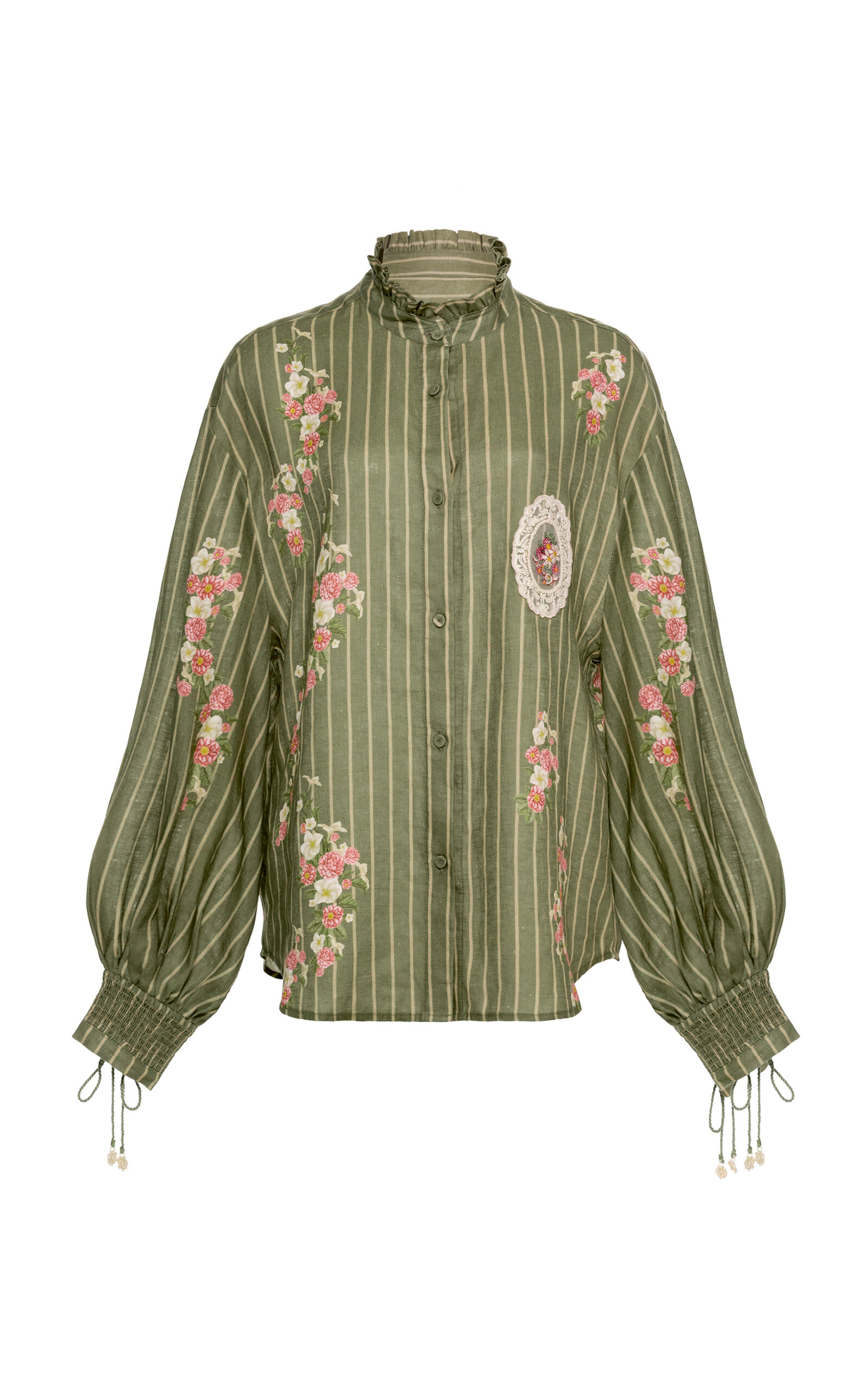 Agua by Agua Bendita Abadia Paraiso Embroidered Linen Shirt - Print