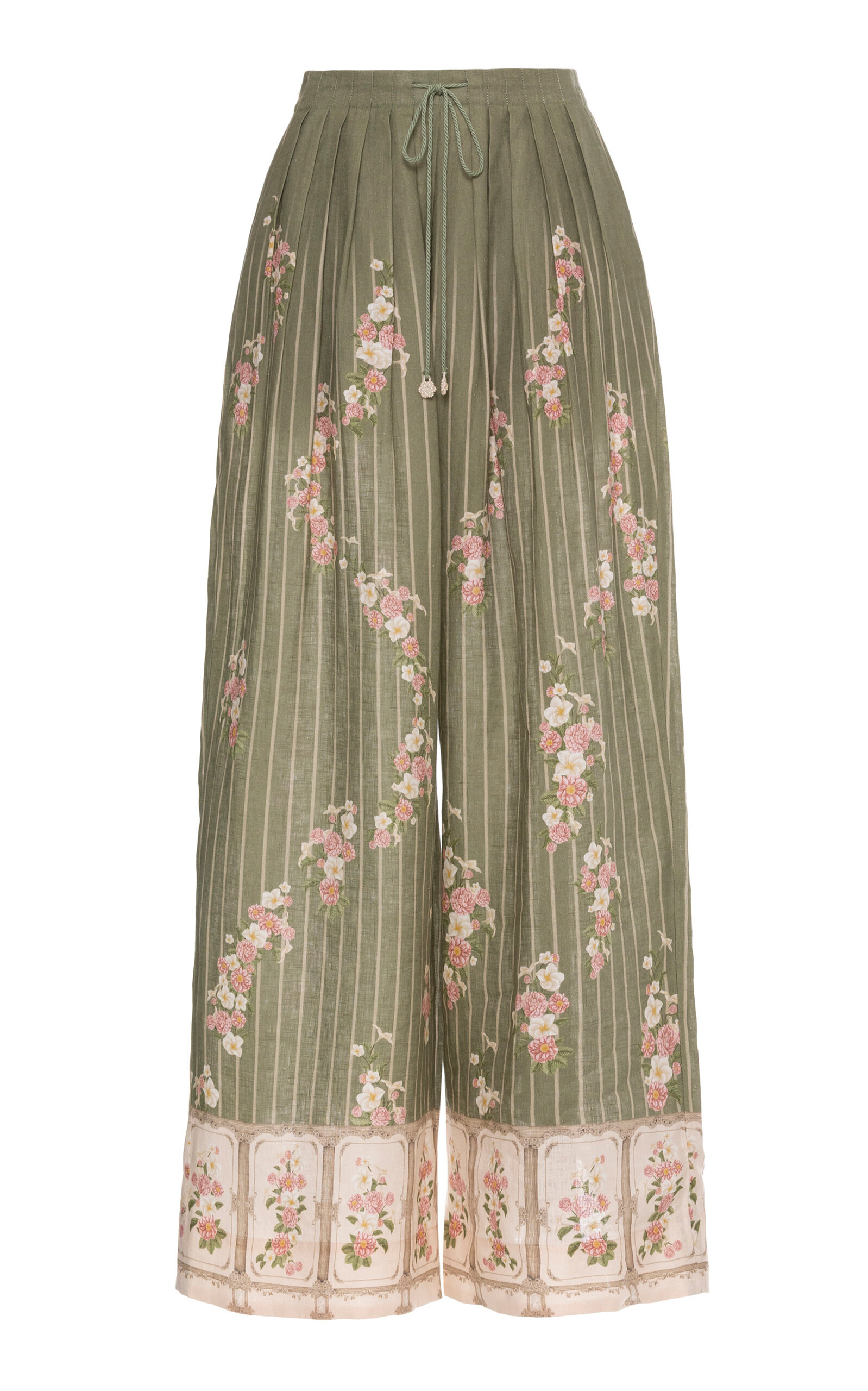 Agua by Agua Bendita Cocada Paraiso Embroidered Linen Trousers