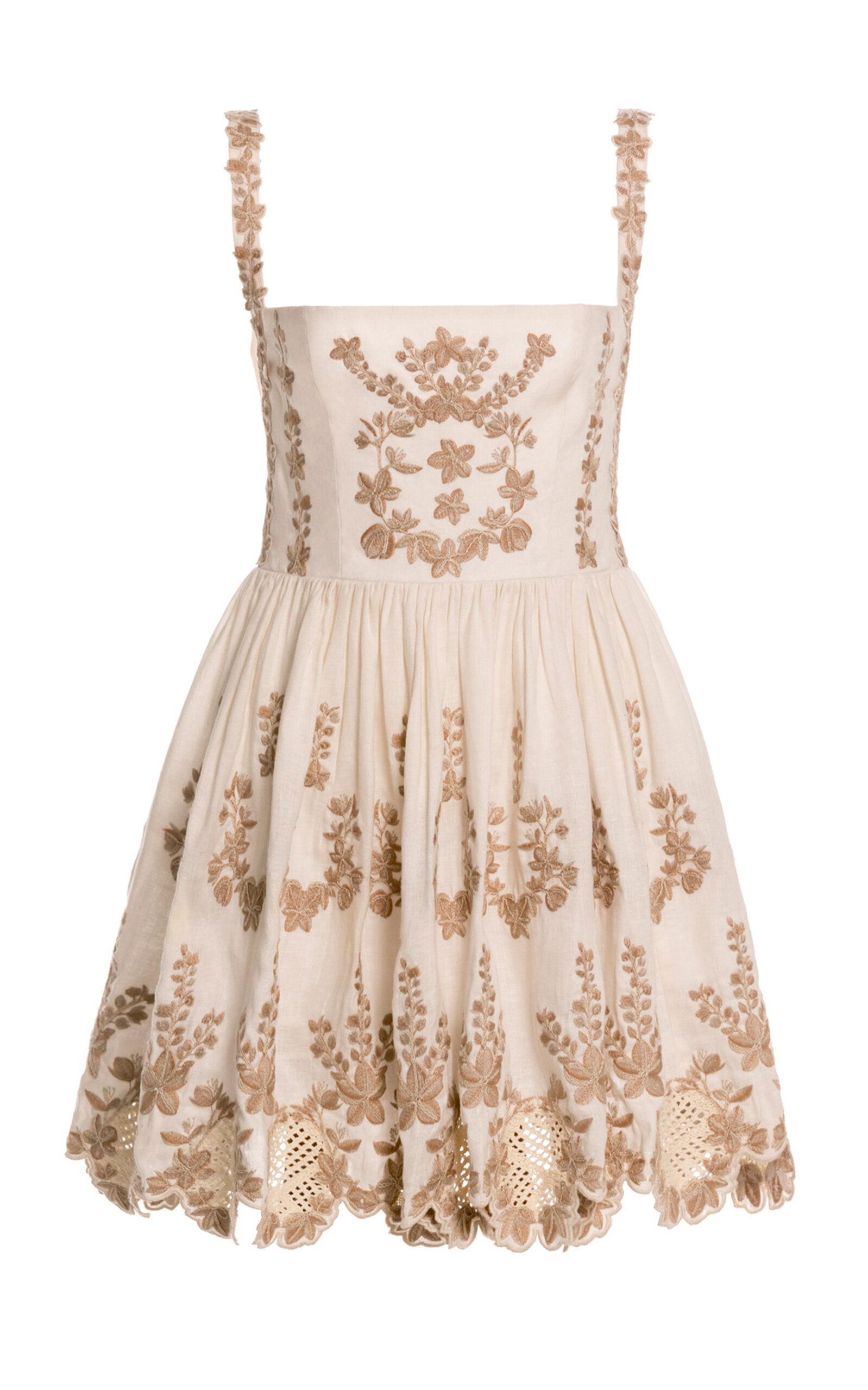 Agua by Agua Bendita Mielero Mini Cauca Embroidered Linen Mini Dress - Print