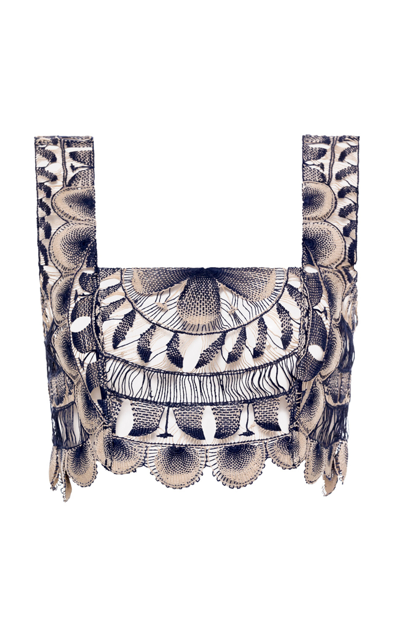 Agua by Agua Bendita Amanda Cauca Embroidered Tulle Cropped Top - Print - XS