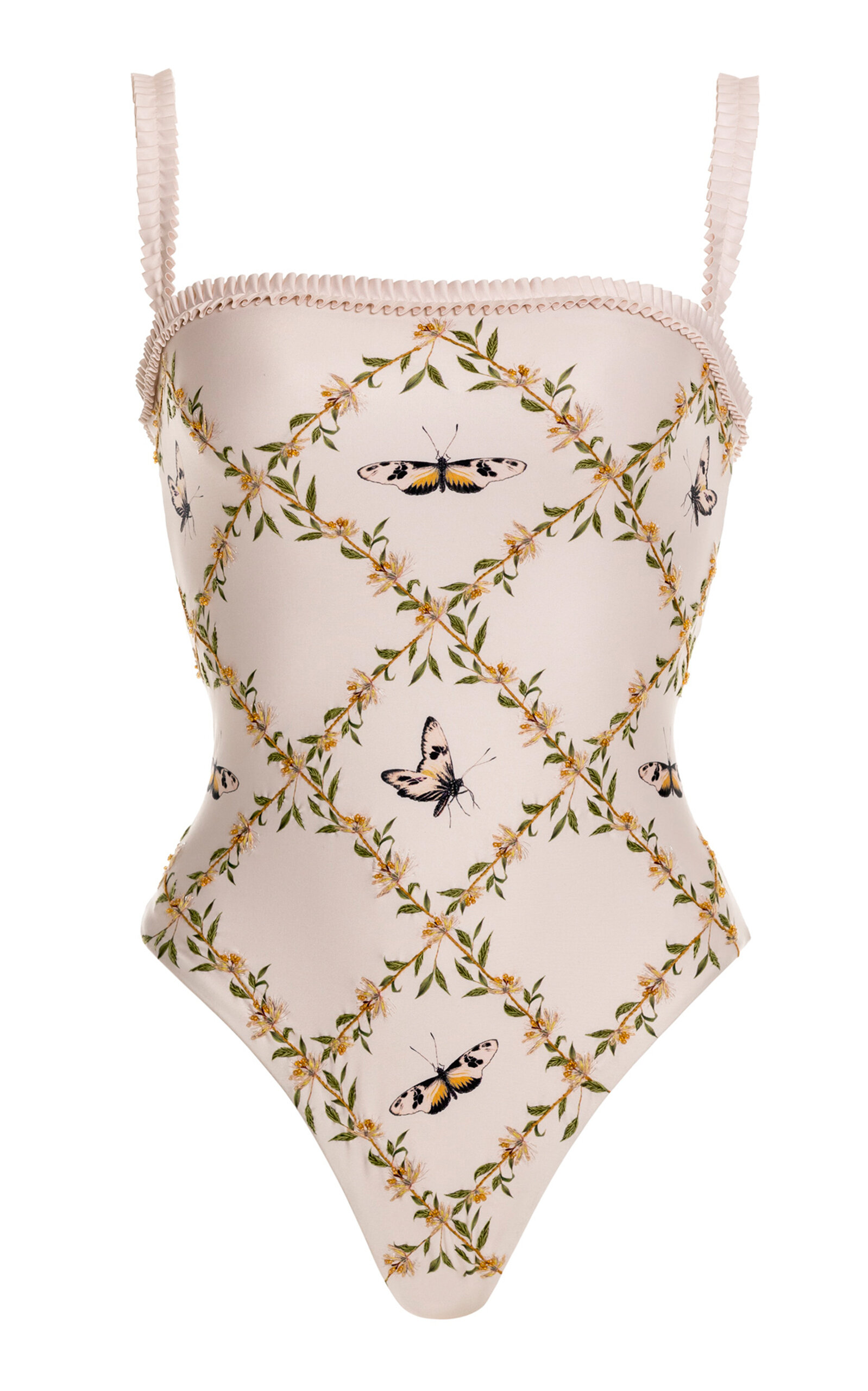 Agua By Agua Bendita Embroidered Cotton One-piece Swimsuit In Neutral