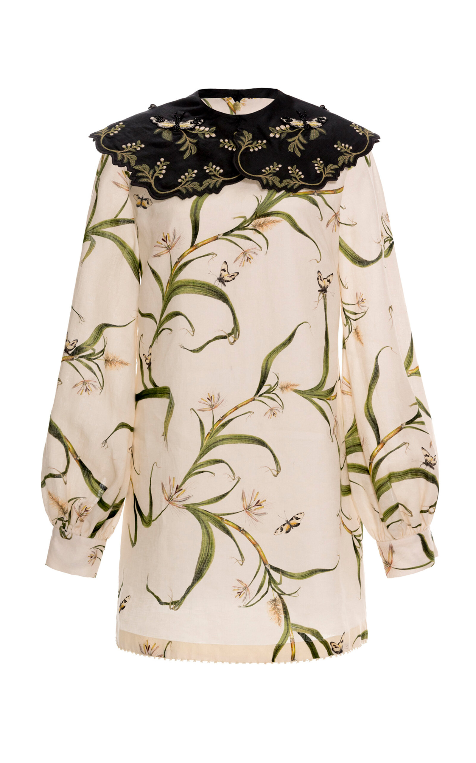 Agua by Agua Bendita Calendula Azucar Embroidered Linen Mini Dress - Print