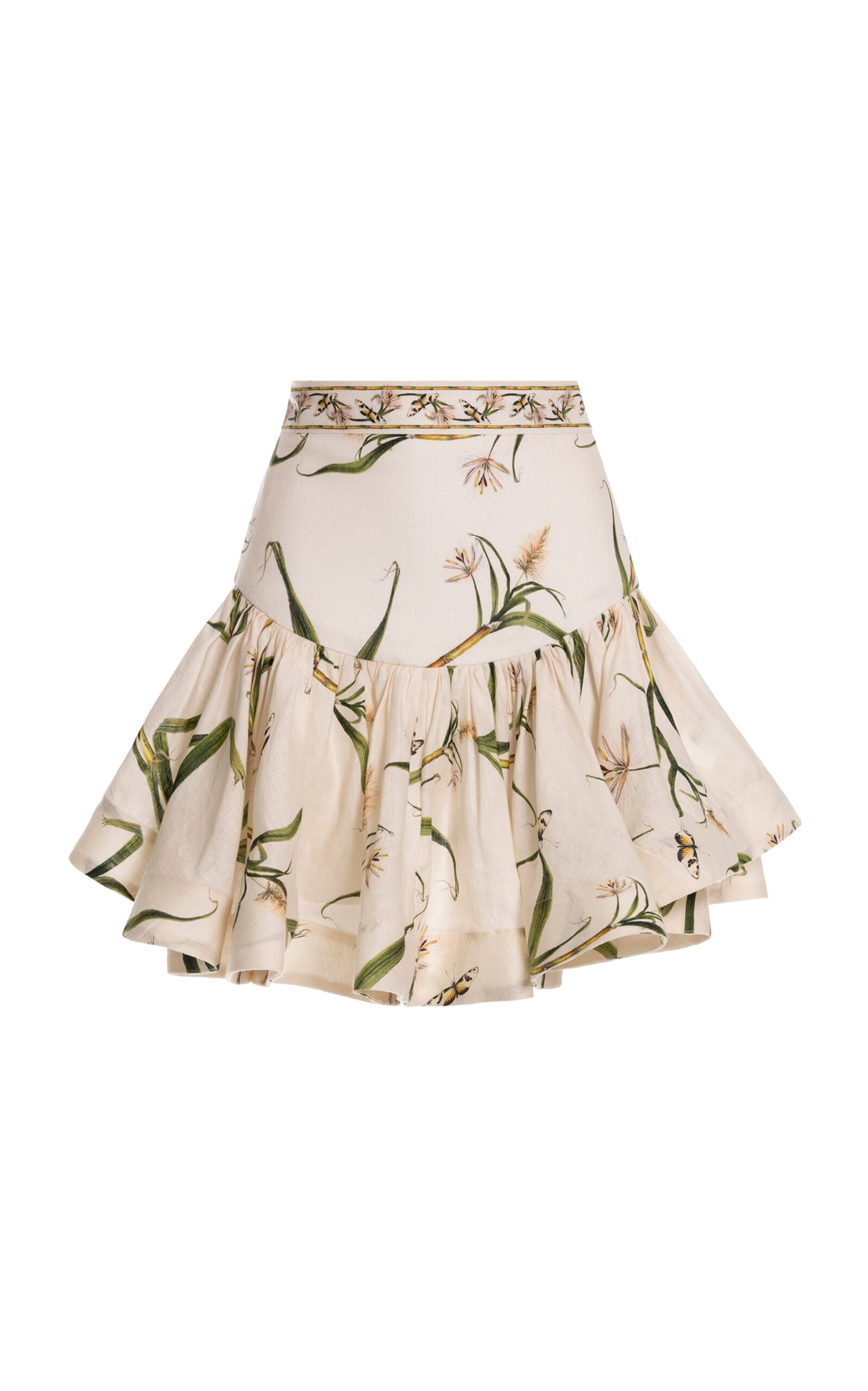 Agua By Agua Bendita Jacarina Azucar Ruffled Linen Mini Skirt In Neutral