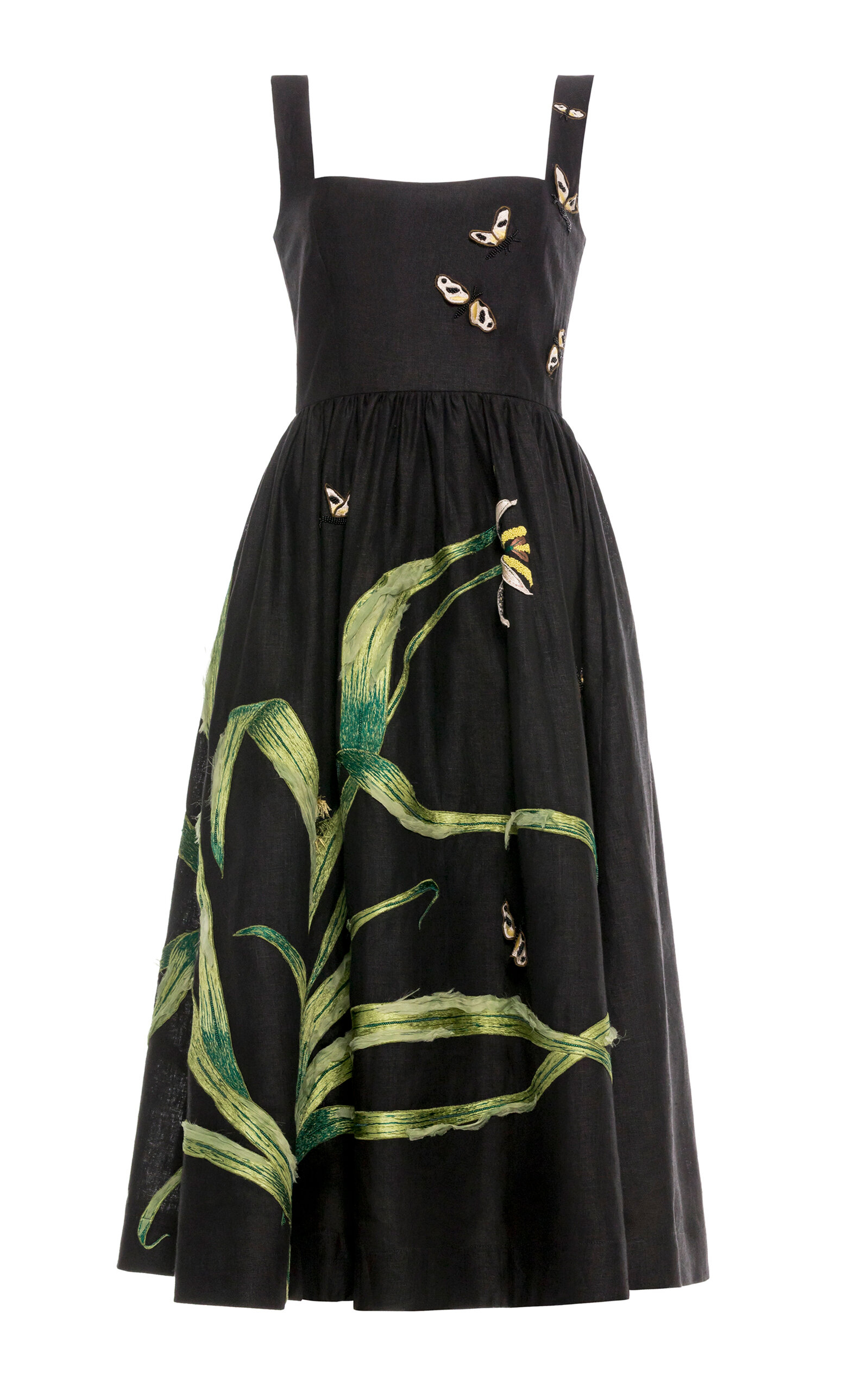 Agua By Agua Bendita Pasion Azucar Hand-embroidered Linen Midi Dress In Animal Print