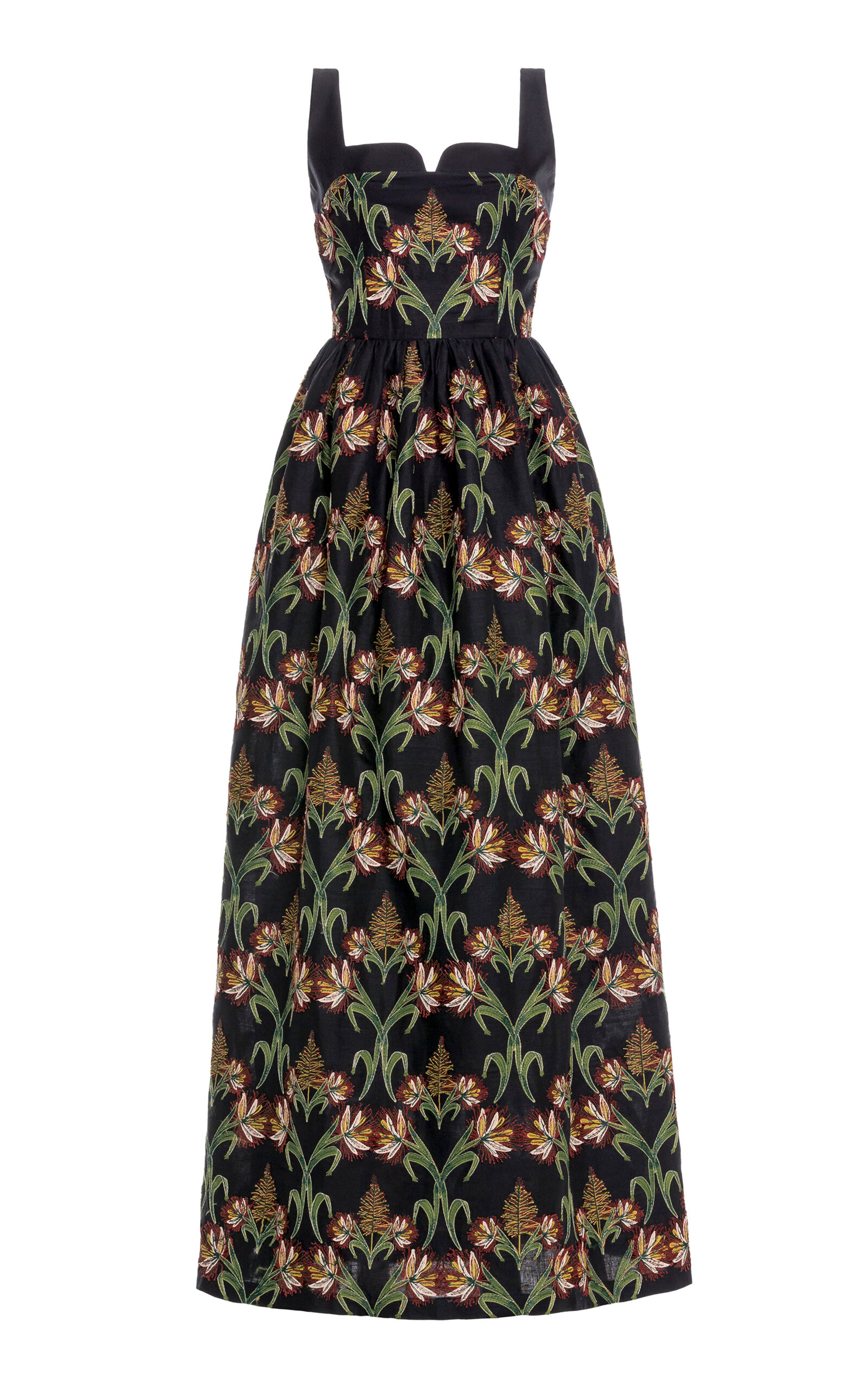 Agua By Agua Bendita Jaspe Azúcar Embroidered Linen Maxi Dress In Multi