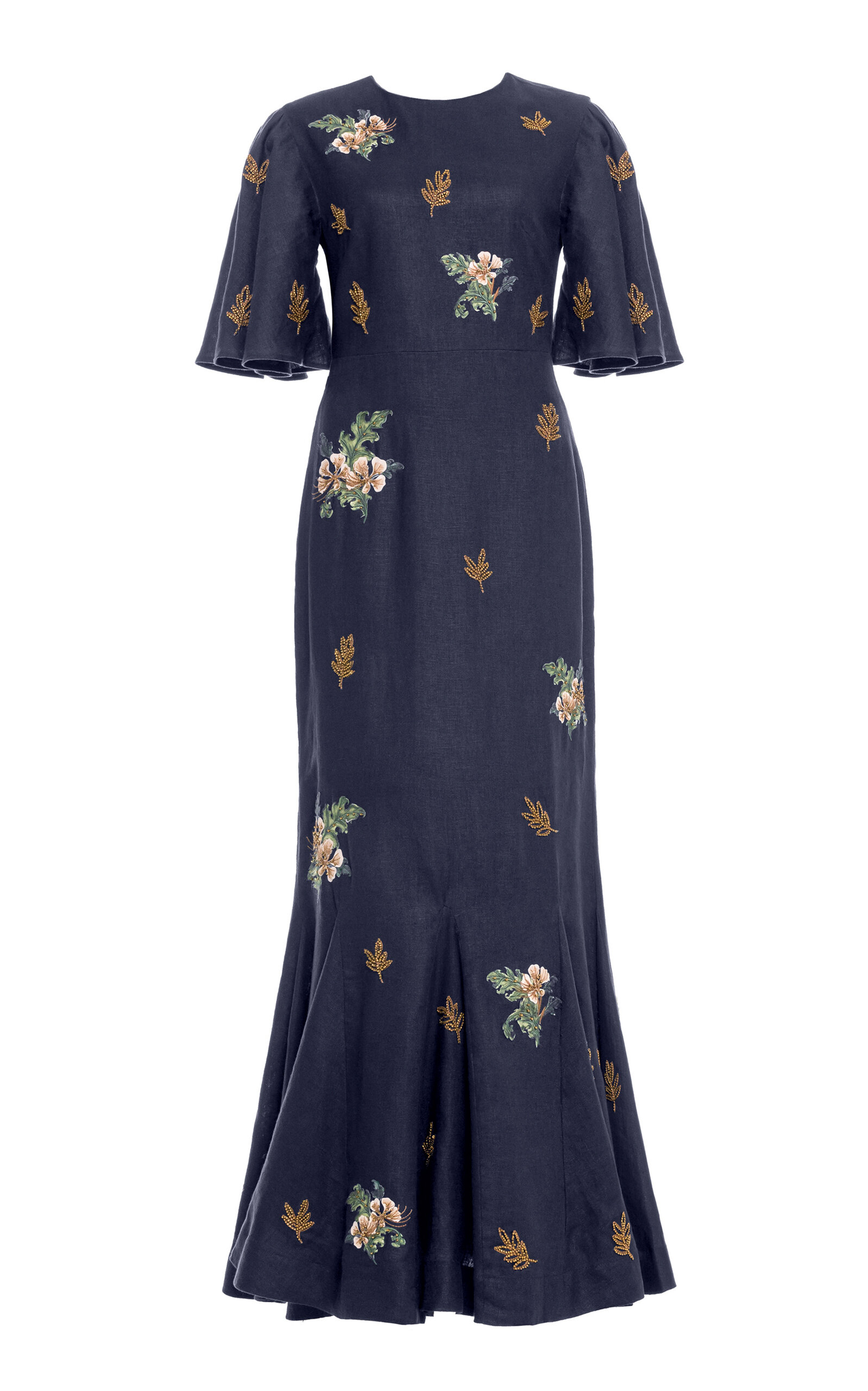 Agua By Agua Bendita Ave Anhelo Embroidered Linen Maxi Dress In Animal Print