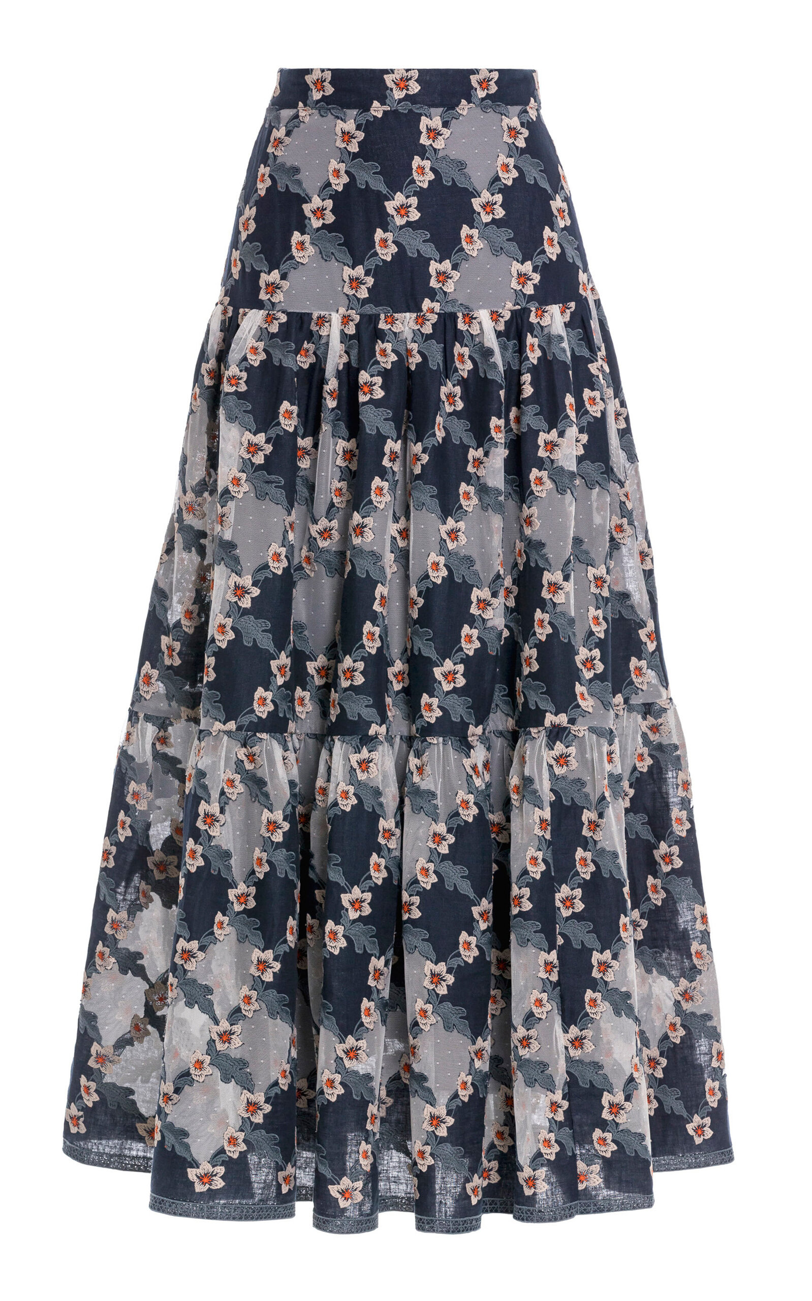 Agua by Agua Bendita Anis Anhelo Embroidered Linen Maxi Skirt - Print