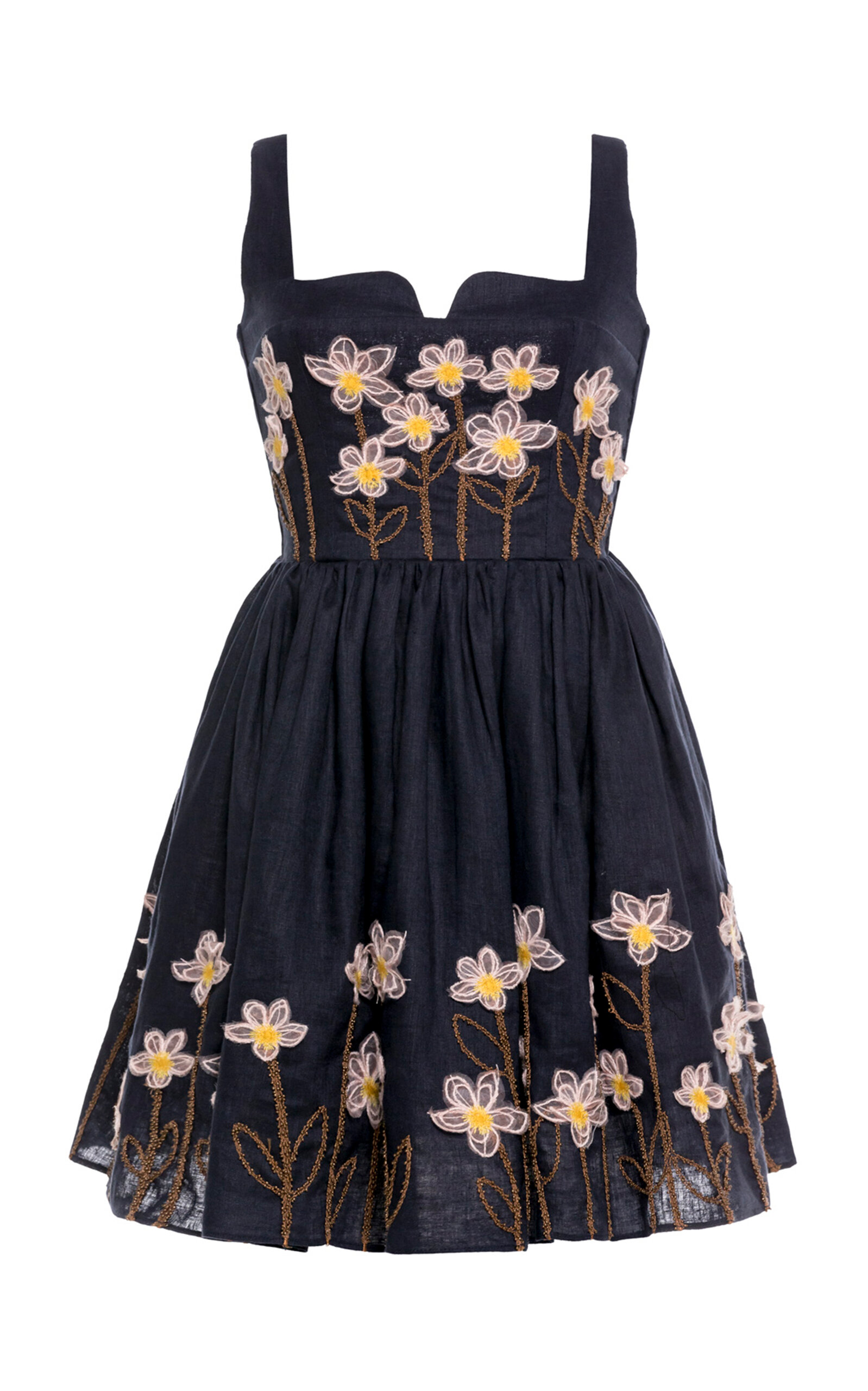 Agua By Agua Bendita Platino Anhelo Embroidered Linen Mini Dress In Animal Print