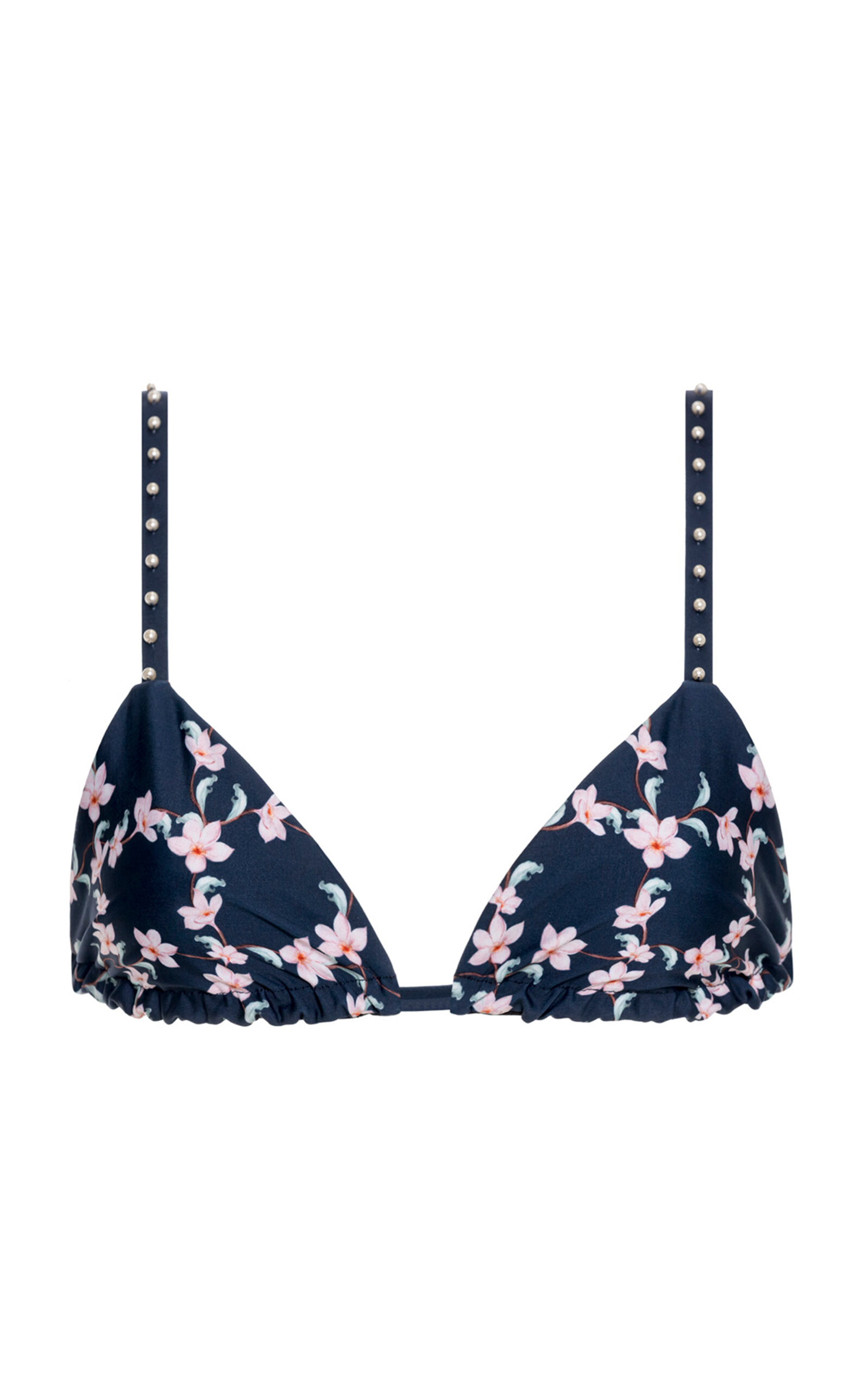 Agua By Agua Bendita Tulua Anhelo Printed Cotton Bikini Top In Blue