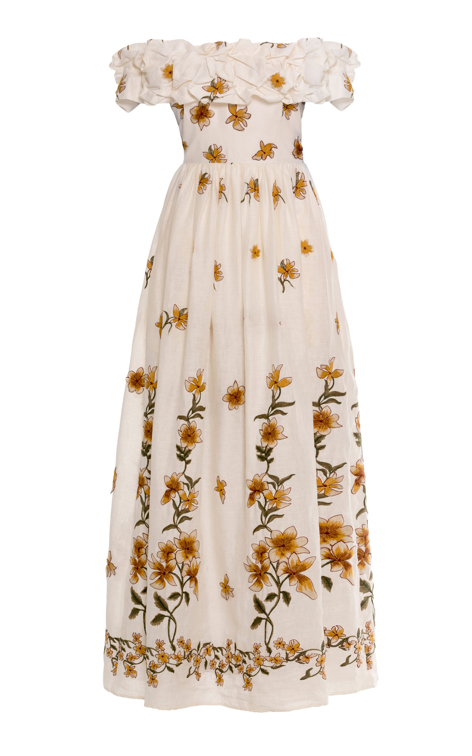 Agua by Agua Bendita Espliego Promesa Embroidered Linen Maxi Dress - Print