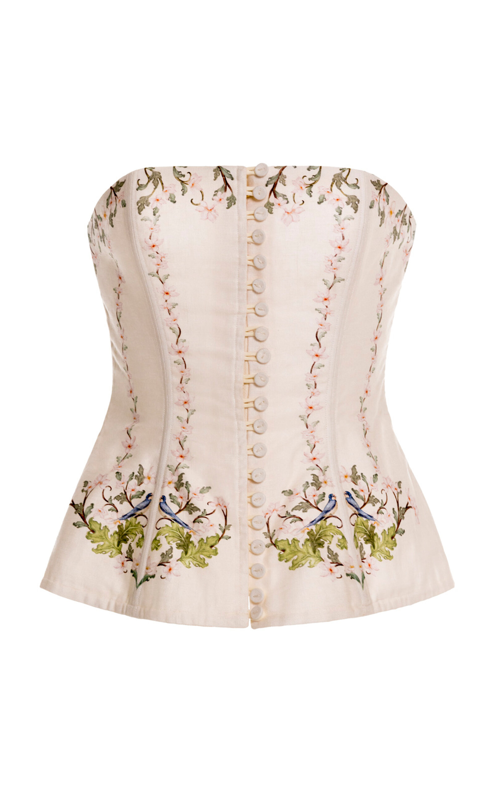 Agua by Agua Bendita Abelia Anhelo Printed Linen Corset Top - Moda Operandi