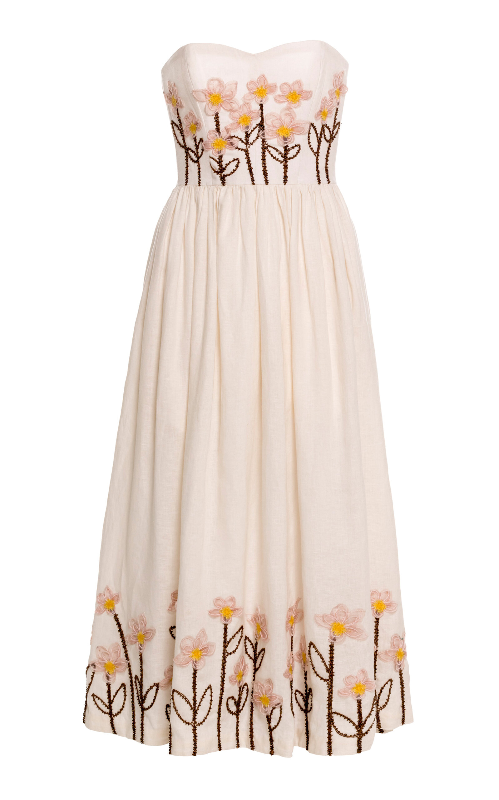 Agua by Agua Bendita Pruna Anhelo Embroidered Floral Linen Maxi Dress - Floral - XL