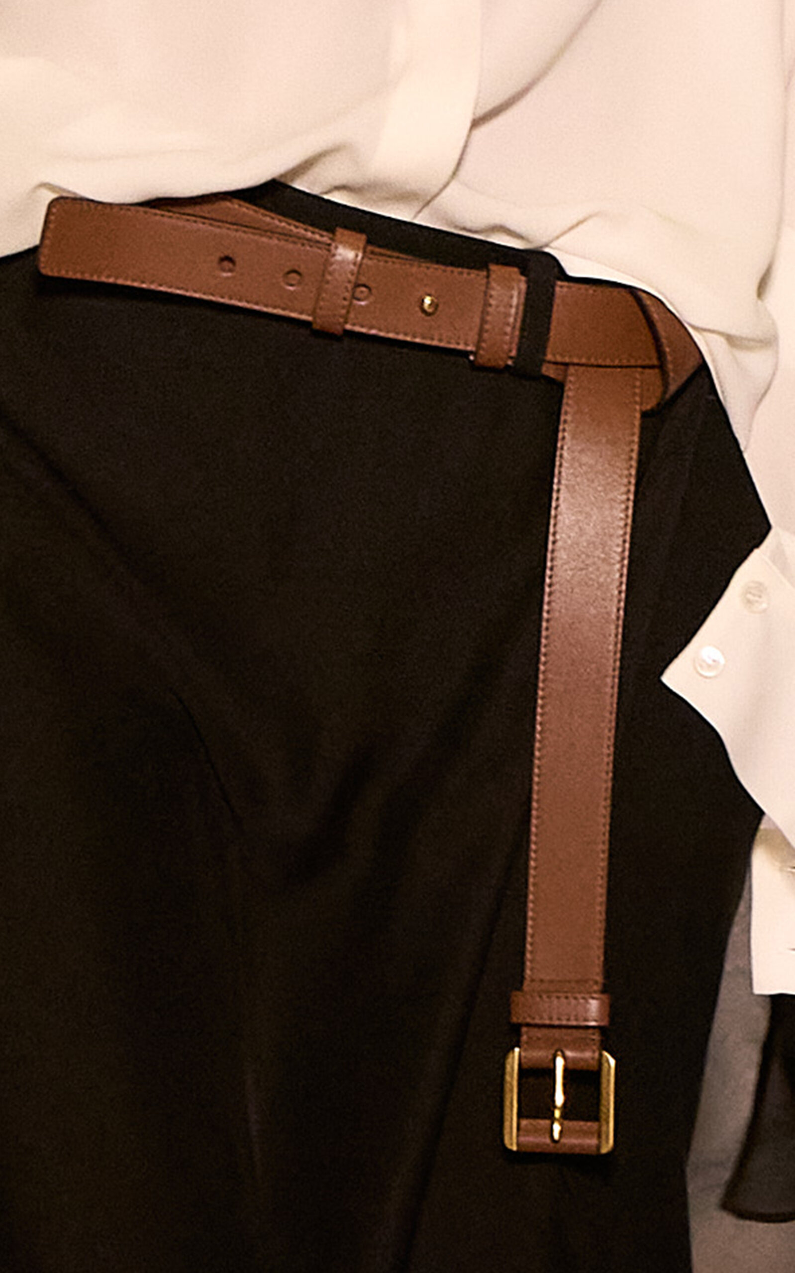 Michael Kors Kaitlin Roller Buckle Collar Stud Trouser Belt In Brown