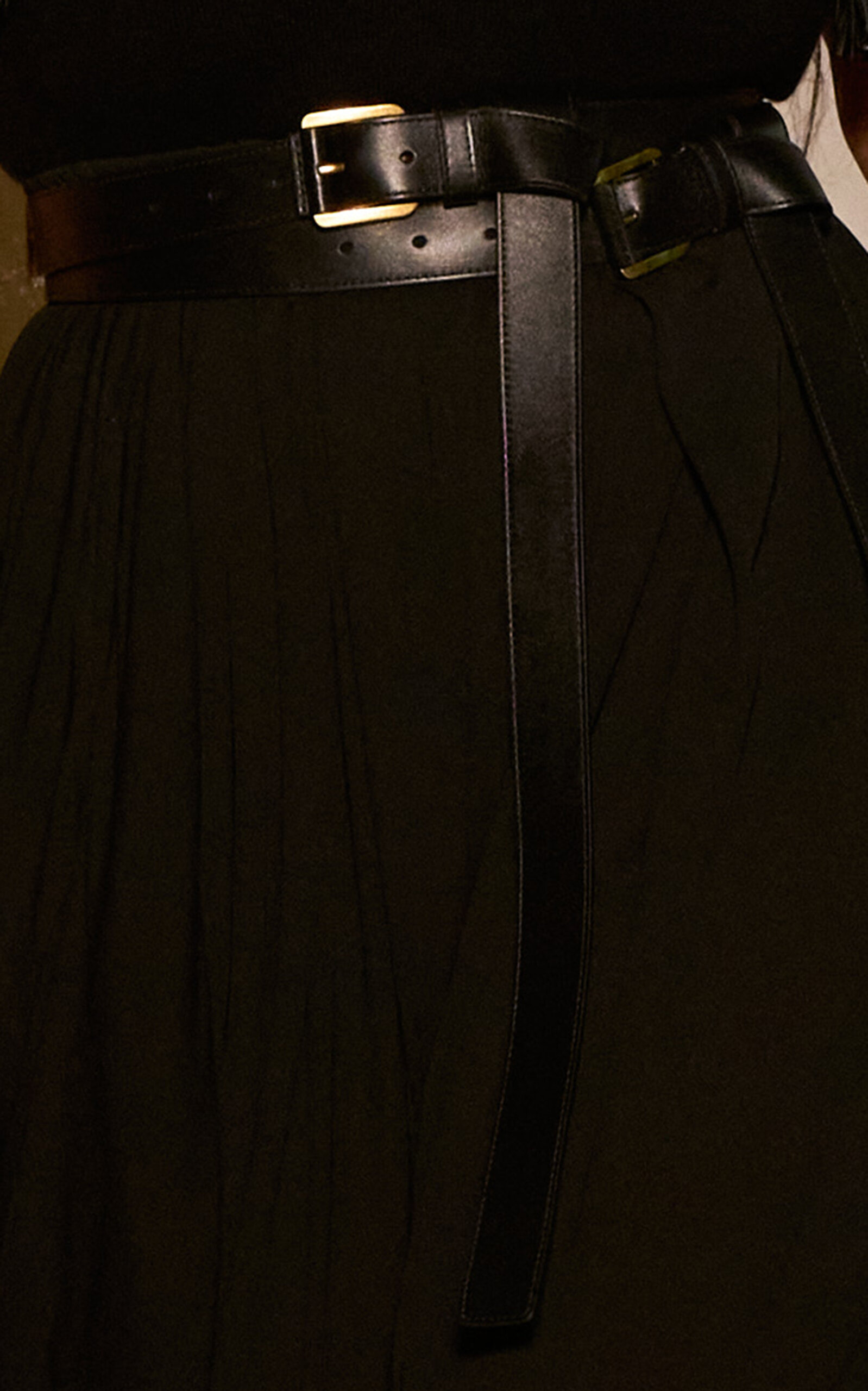 Michael Kors Collection Allegra Double Waist Belt - Black - M/L