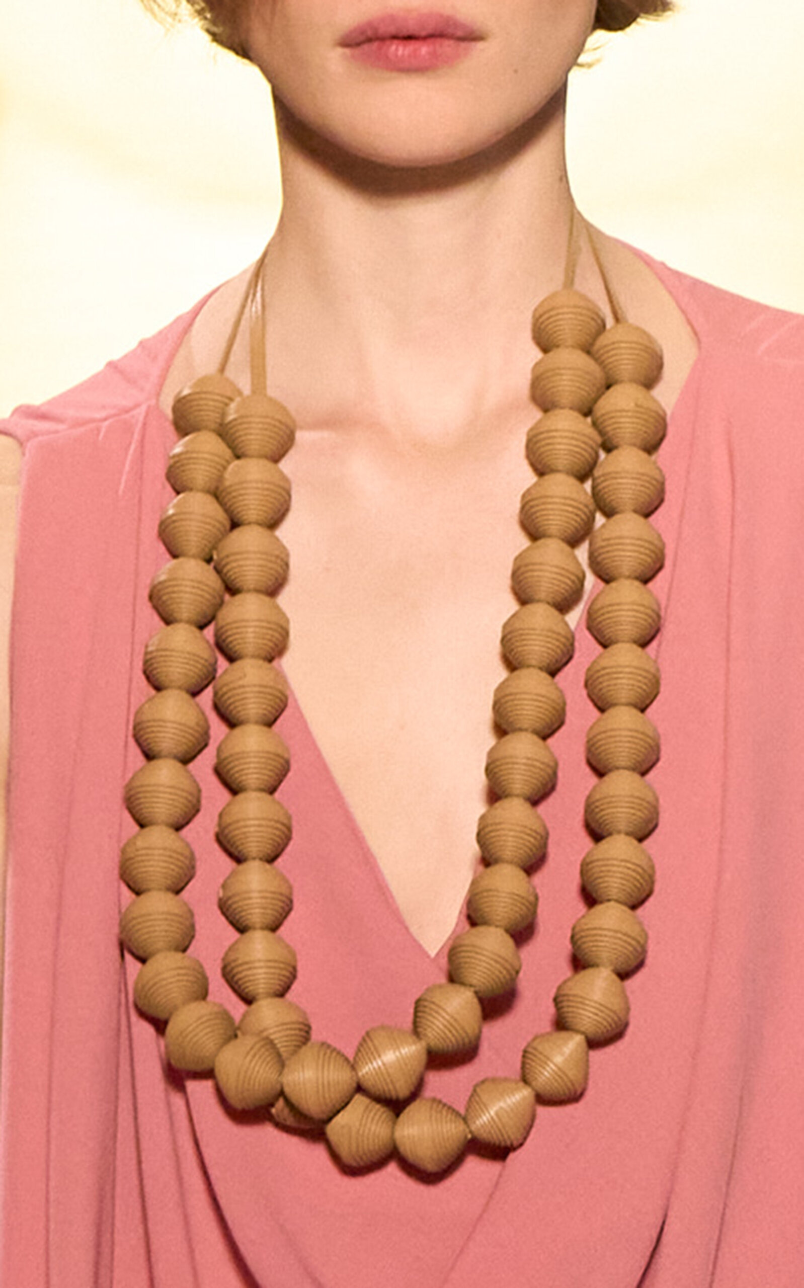 Michael Kors Collection Leather Beads Necklace - Tan - OS - Only At Moda Operandi