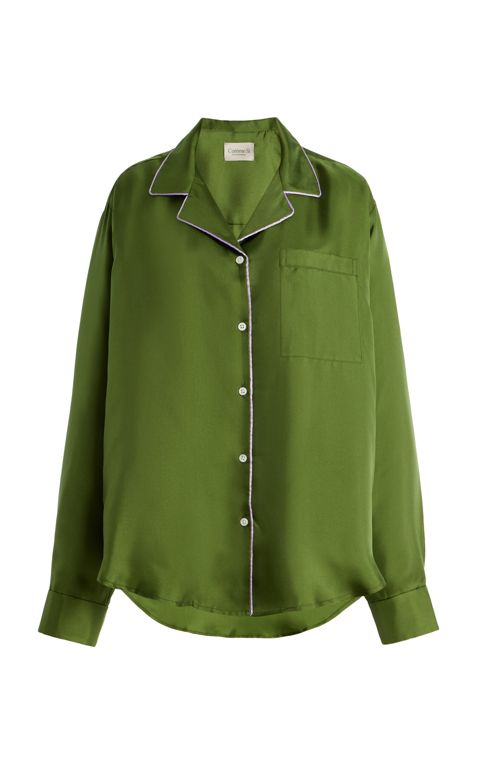 Comme Si Notched Collar Silk Shirt