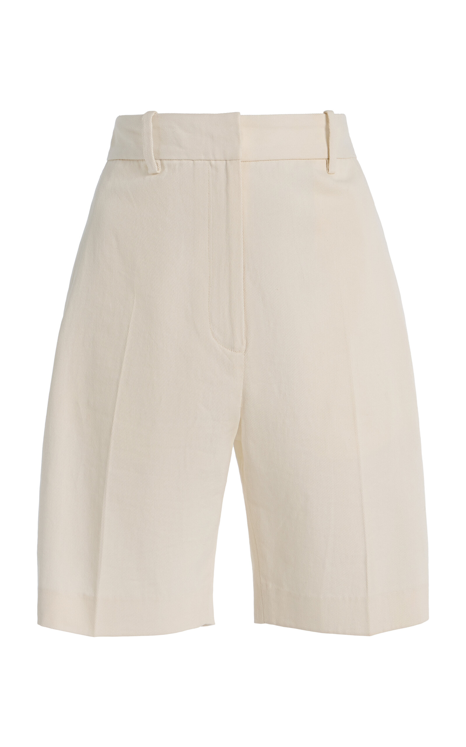 Mel Usine Helene Pleated Cotton-twill Shorts In White