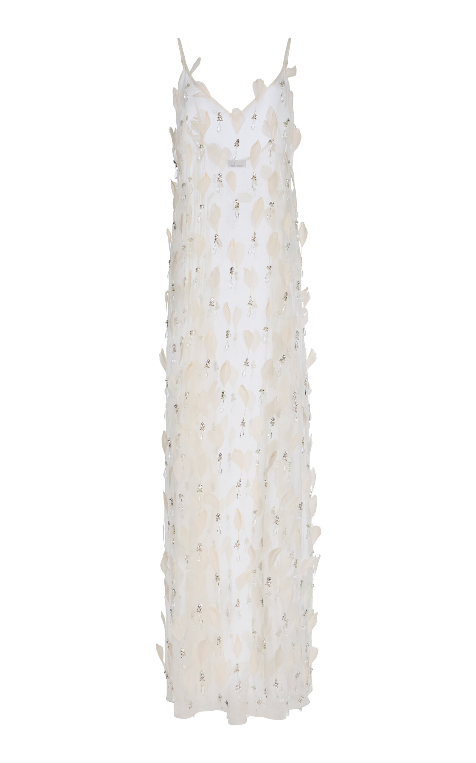 Mel Usine Beatrice Embroidered Sheer Silk Dress - Off-White