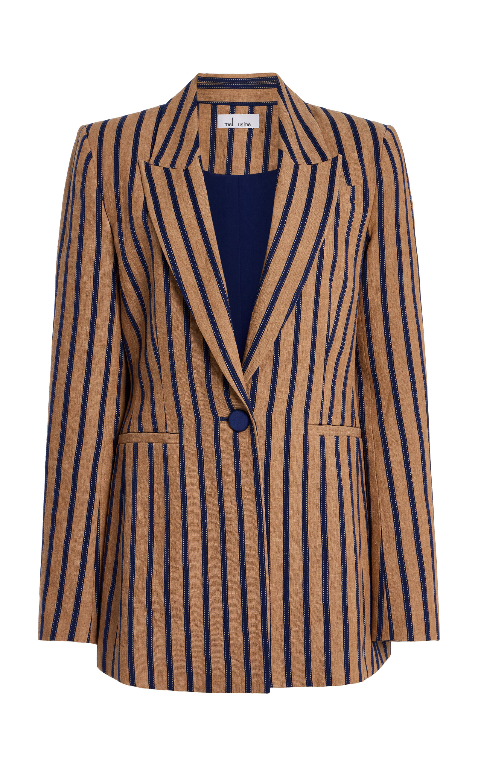 Mel Usine Ysabel Pinstripe Linen Cotton Blend Jacket - Multi