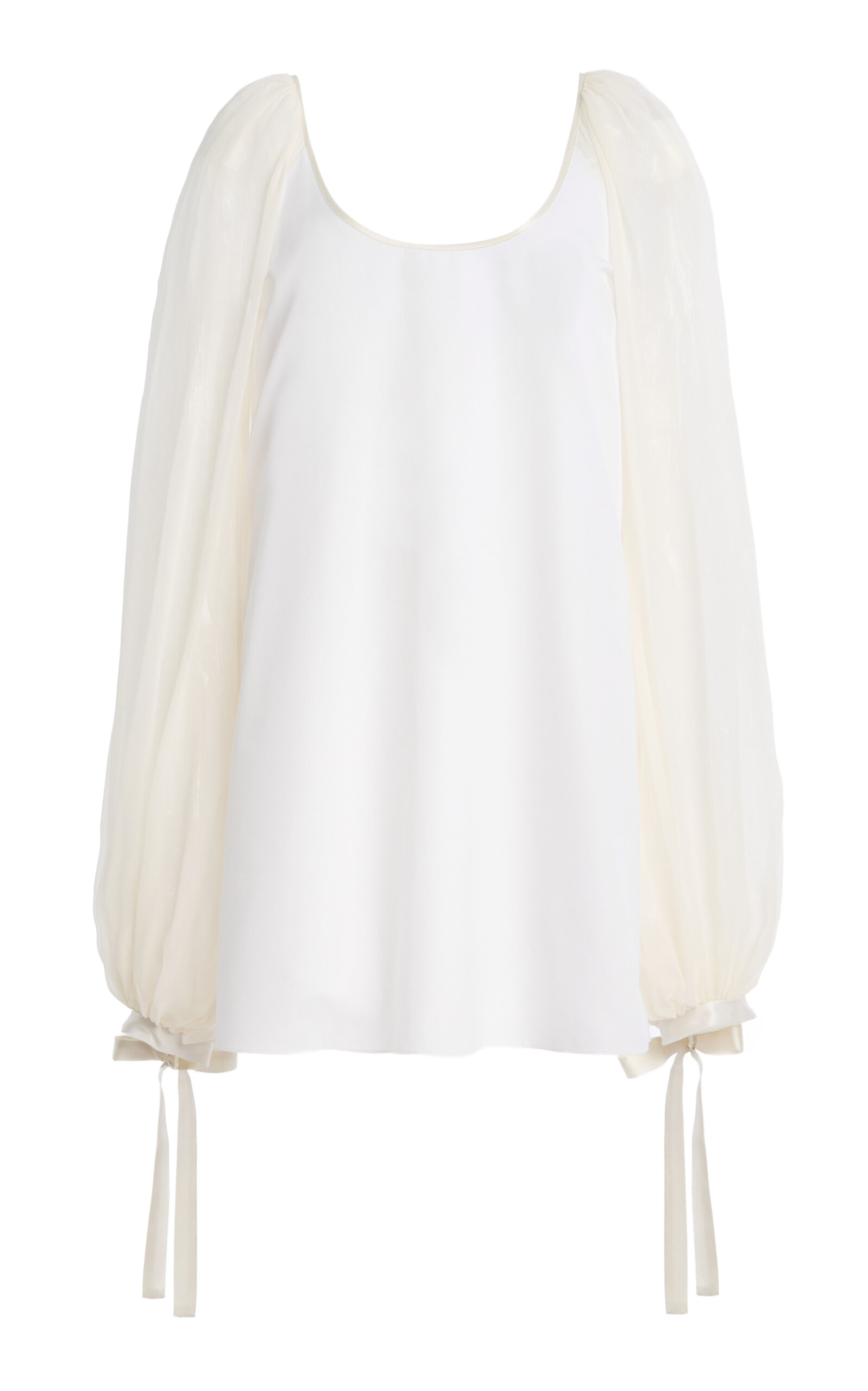 Mel Usine Sibylle Ribbon Cotton-poplin Dress In White