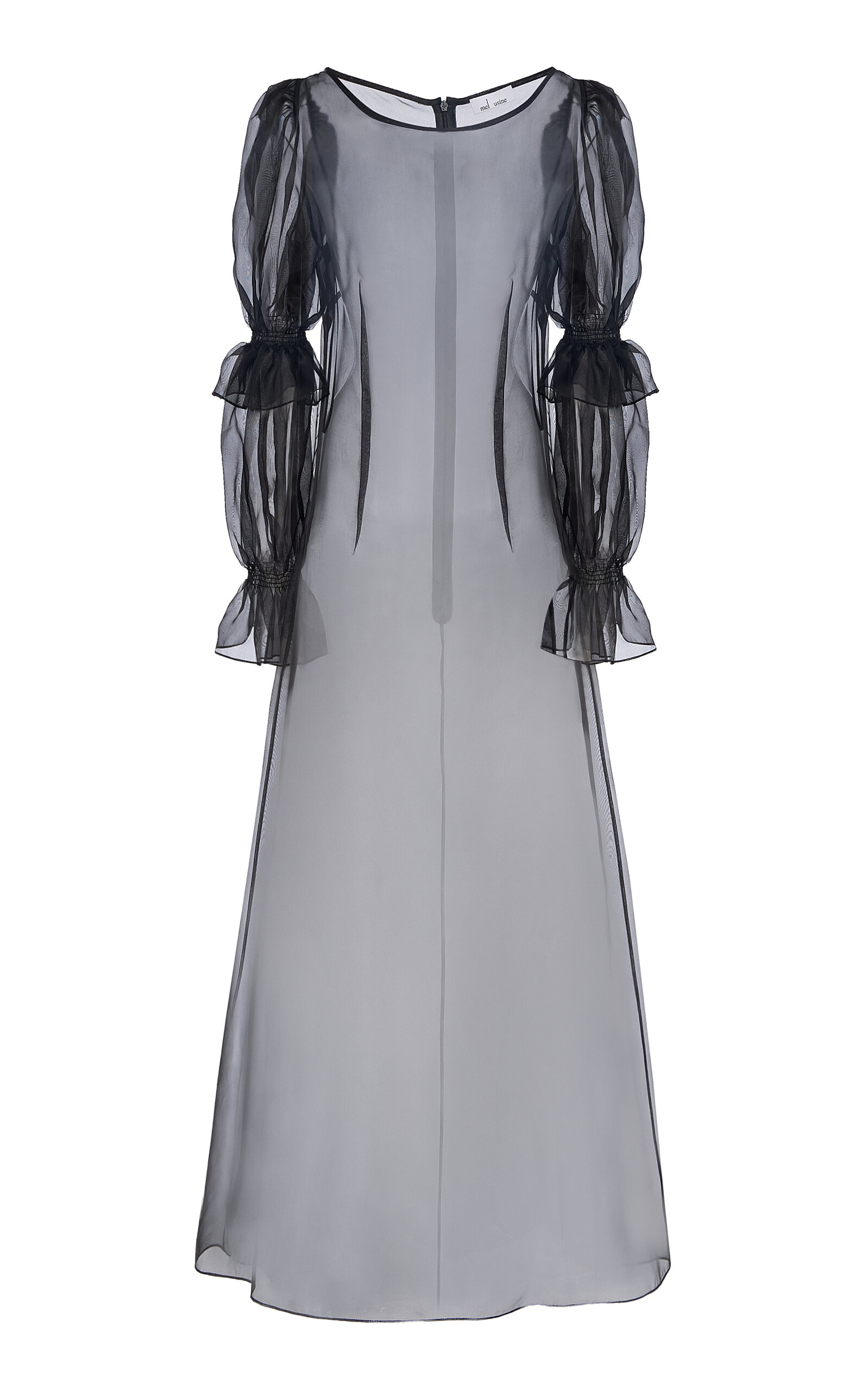 Mel Usine Melisande Silk-organza Dres In Black