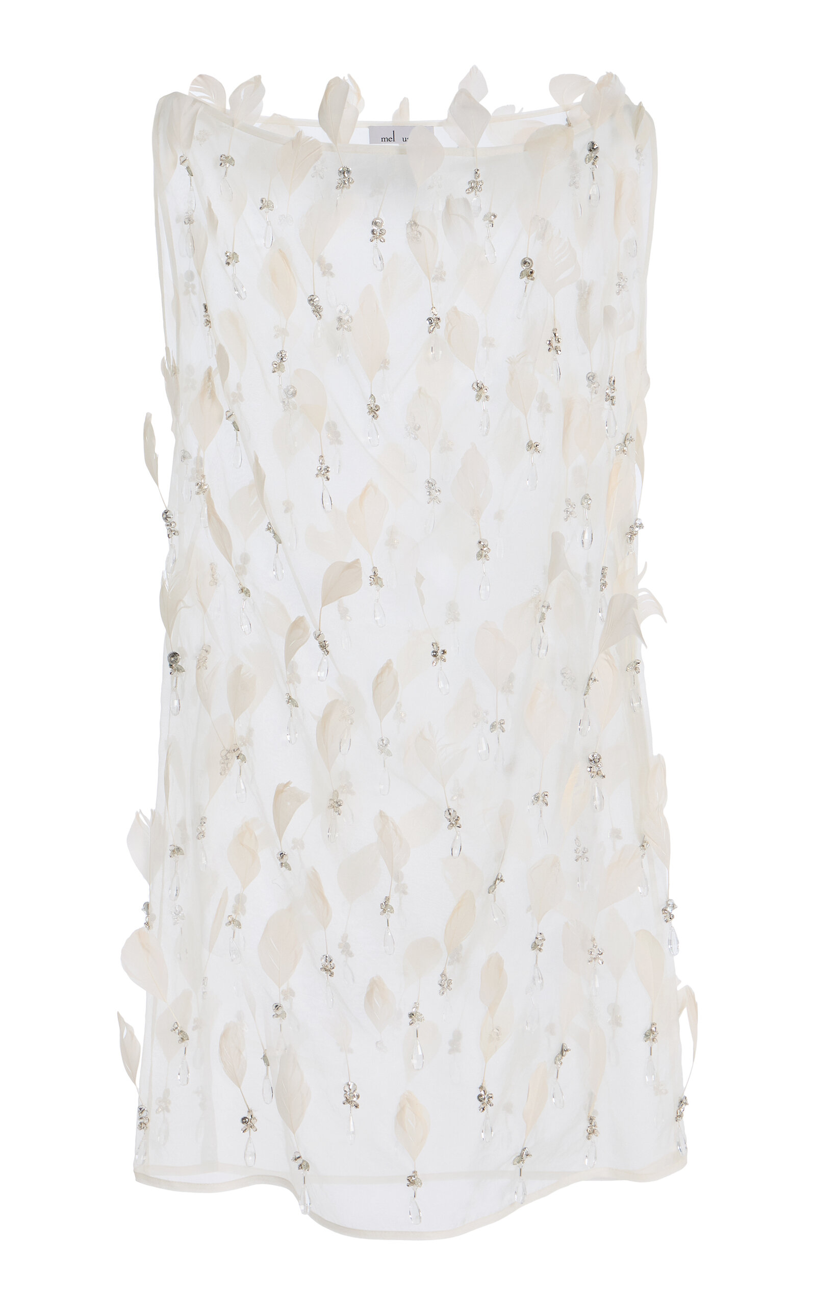 Mel Usine Catherine Embroidered Sheer Silk Dress In White
