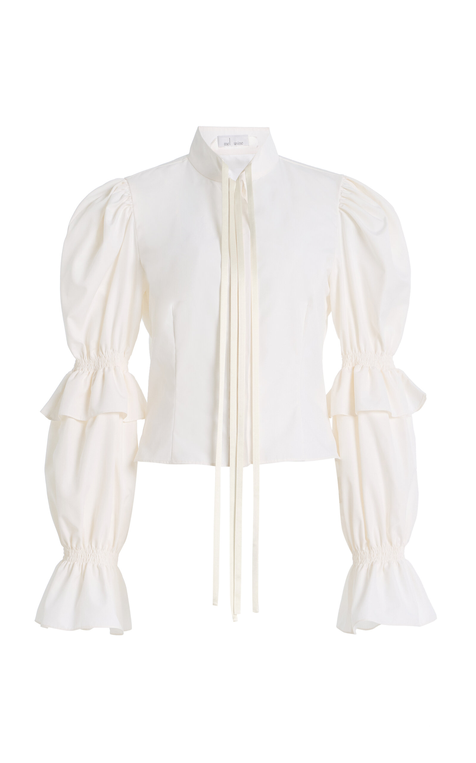 Mel Usine Clemence Tie Fastening Cotton-poplin Top In White